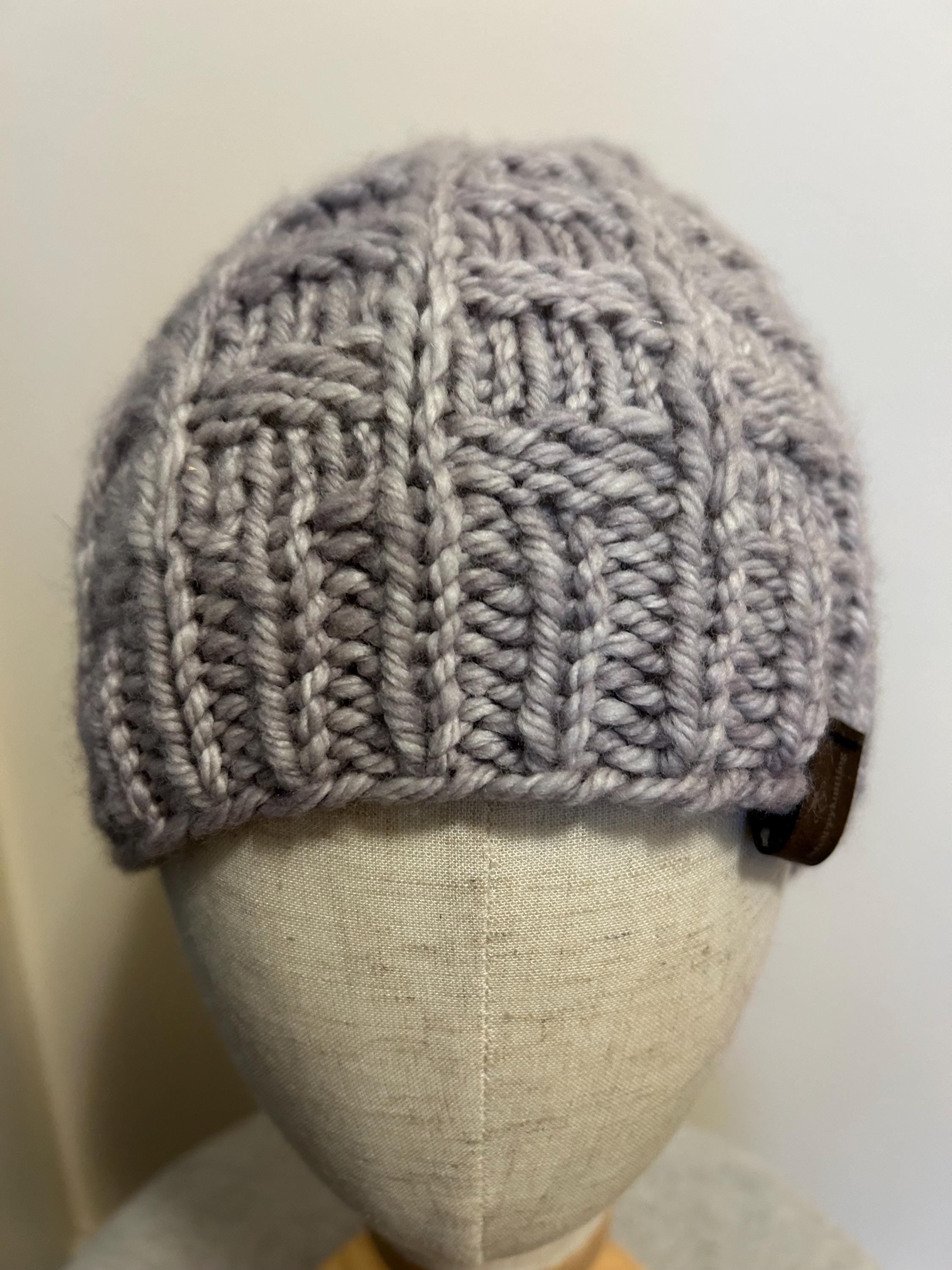 Taupe Textured brim Knit Toque, Adult Hand Knit beanie, neutral colour Beanie, luxury wool, toque for hiking, unisex,