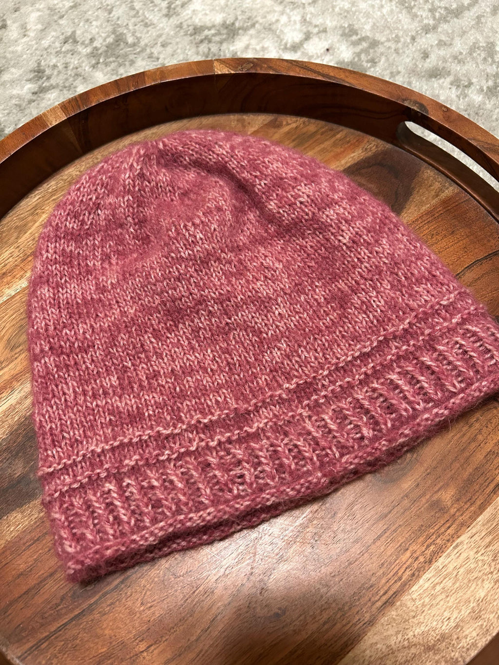Pink Hand Knit Alpaca Mohair Slouchy Beanie