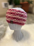 Handmade Knit Wool Ear Warmer Headband - Pink & White, valentines gift