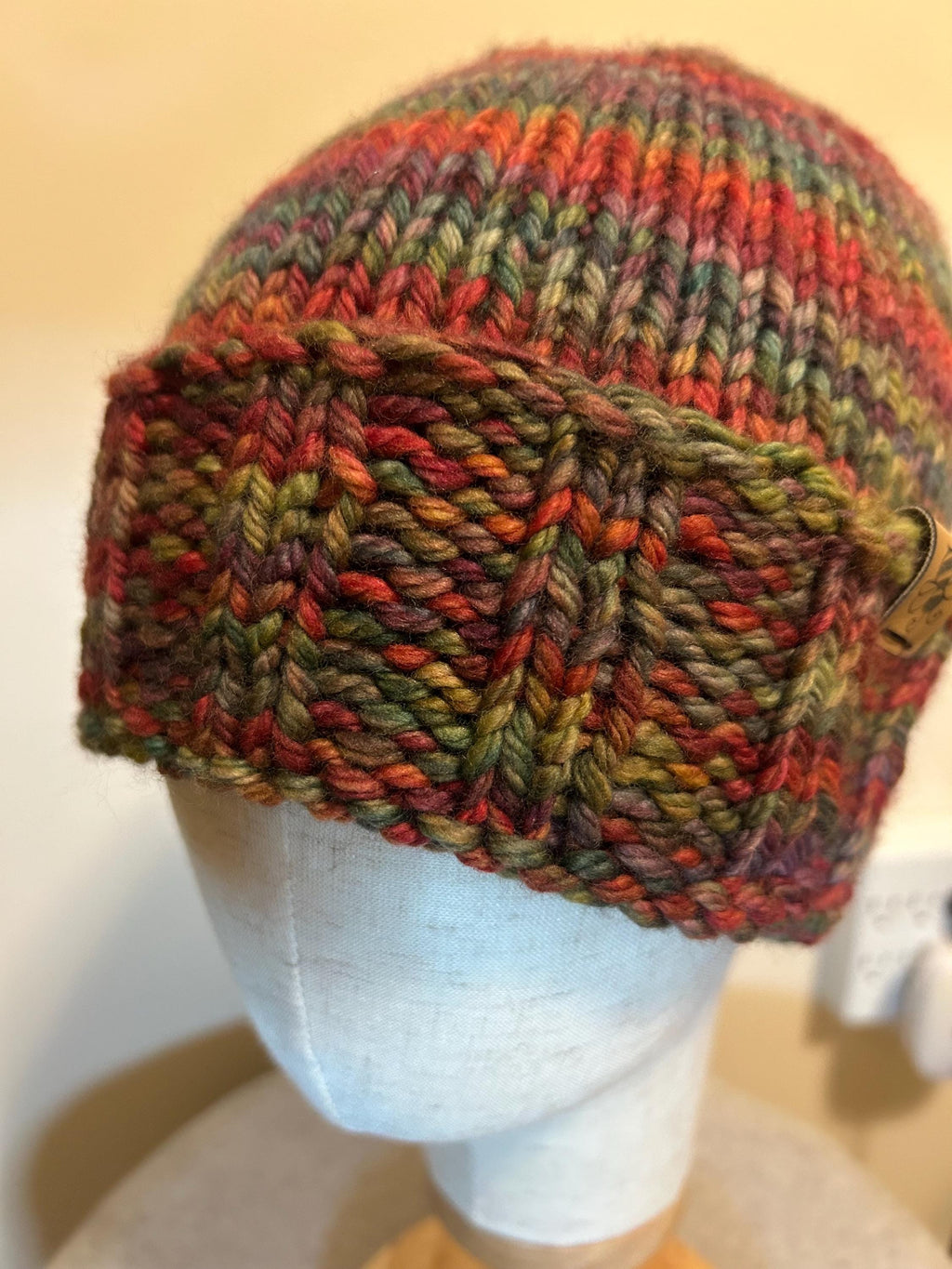 Hand Knit Merino Wool Winter Beanie - Folded Brim