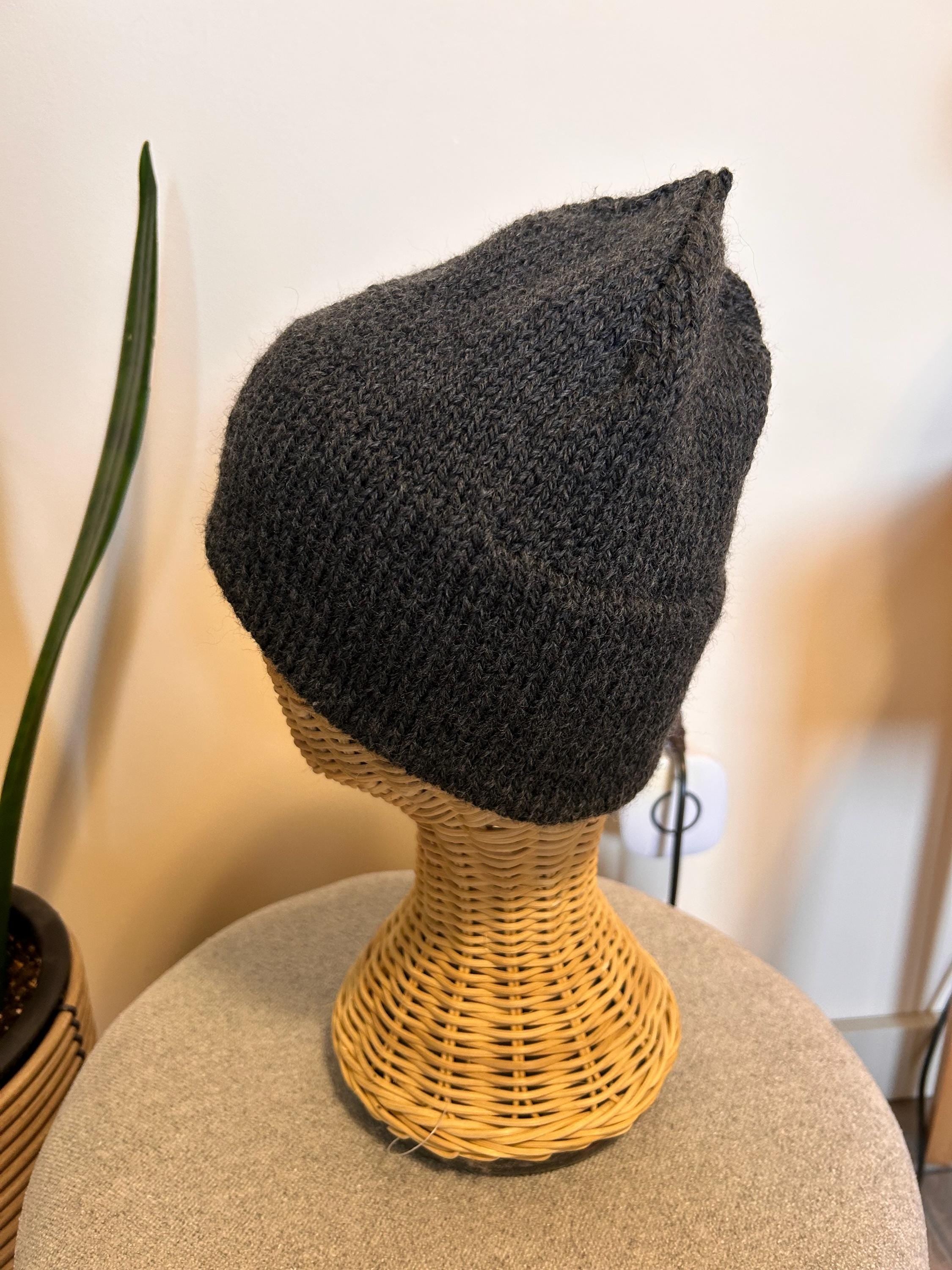 Hand Knit Tweed Wool Beanie: Double Brim Highland Wool Toque