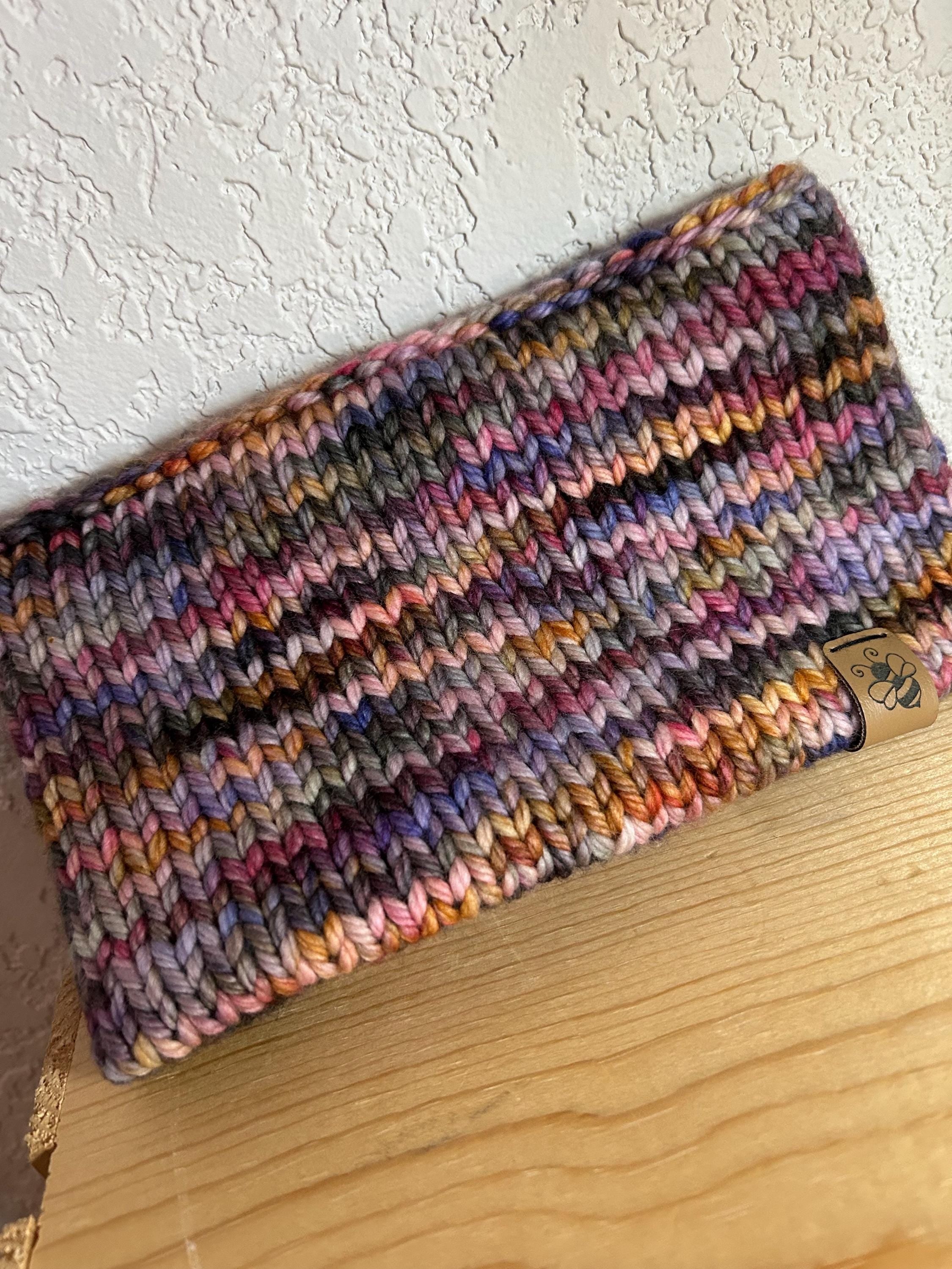 Merino Wool Headband: soft multi coloured Knit Adult Earwarmer, double layer