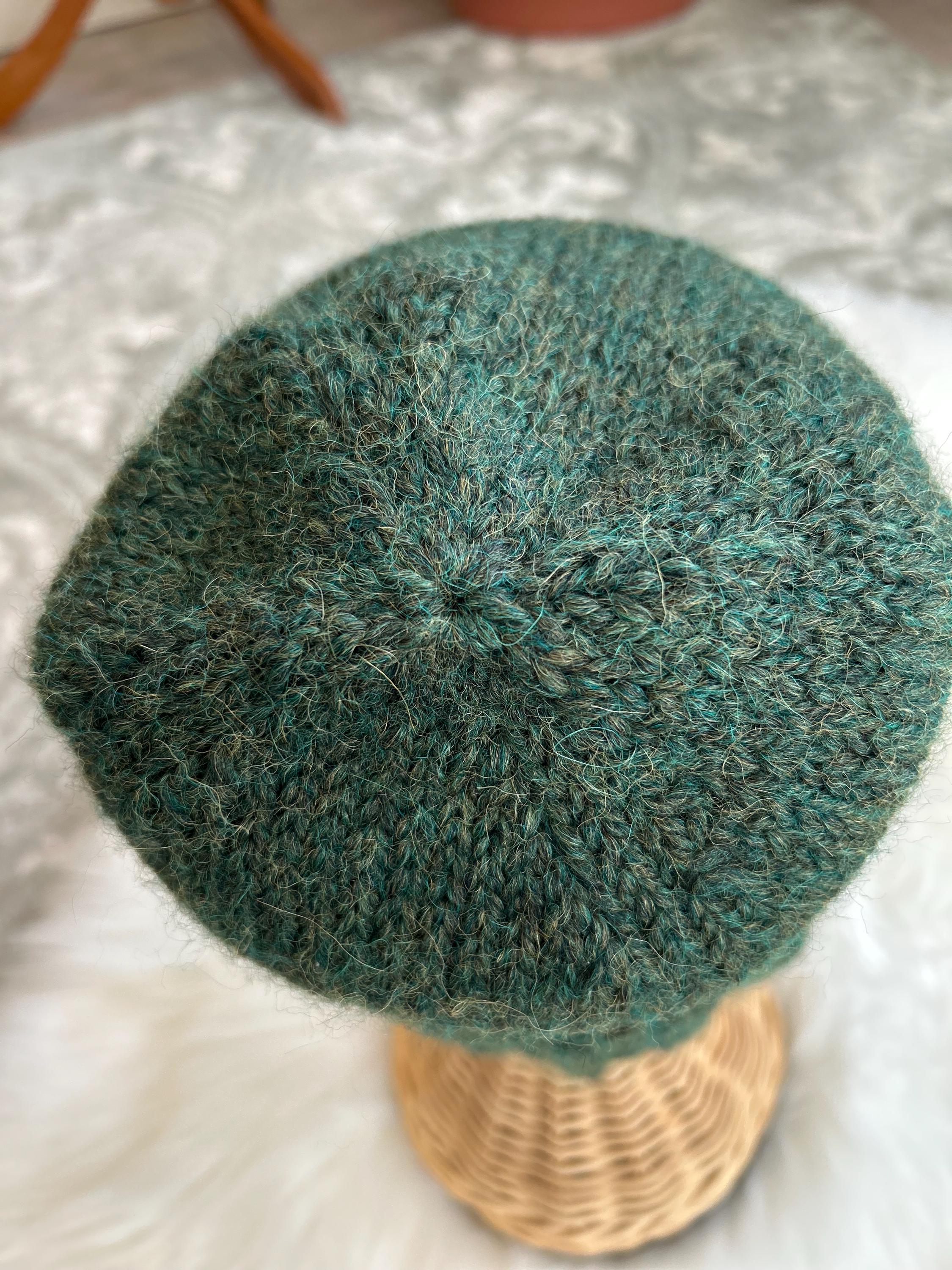 Hand Knit Wool Beanie: Forest Green Textured Toque