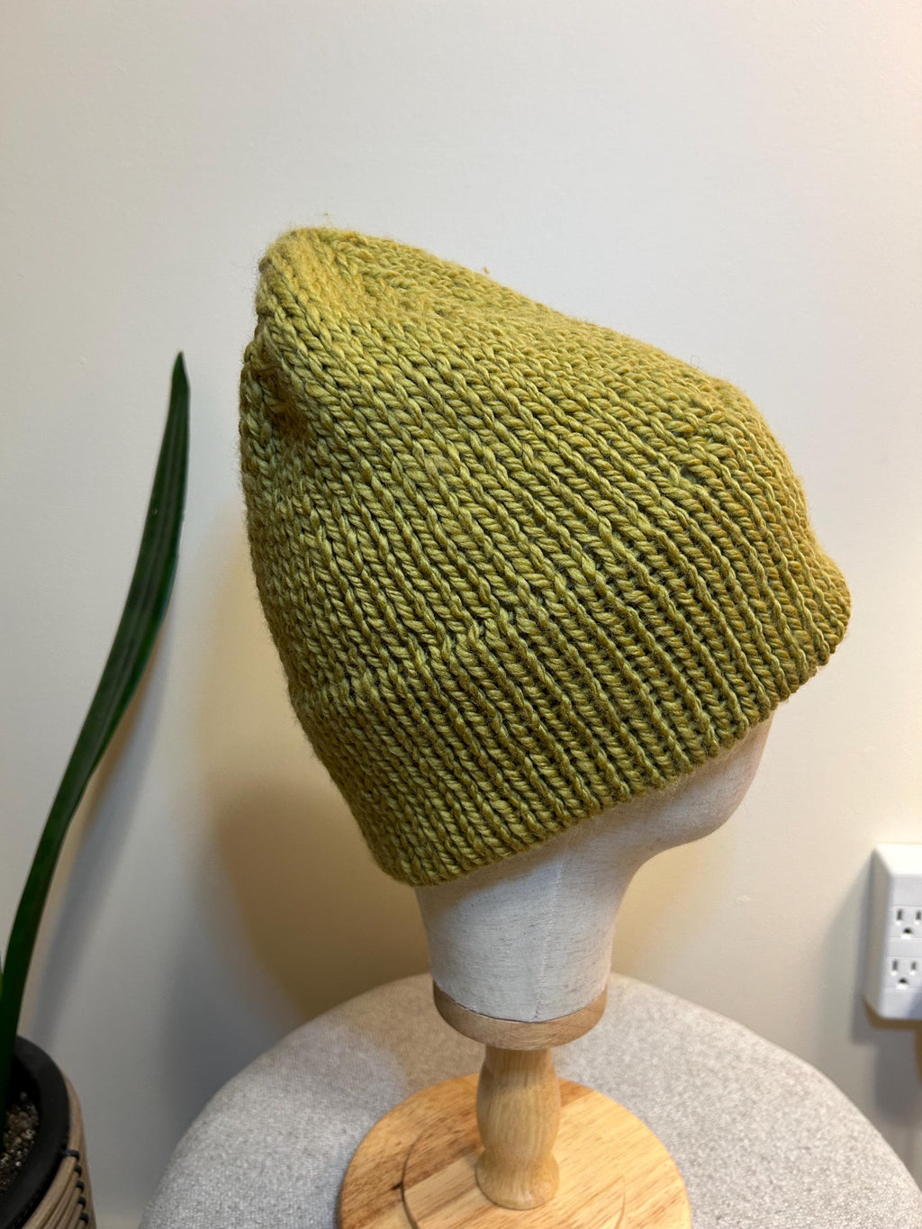 Hand Knit Merino Wool Beanie: Double Brim high top hat for men or women, soft cozy warm winter toque, soft yellow colour toque,  gift