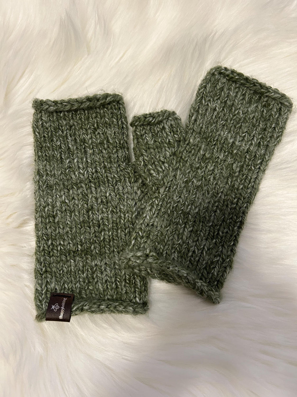 Handknit acrylic Fingerless Mittens: Warm Handmade Gloves