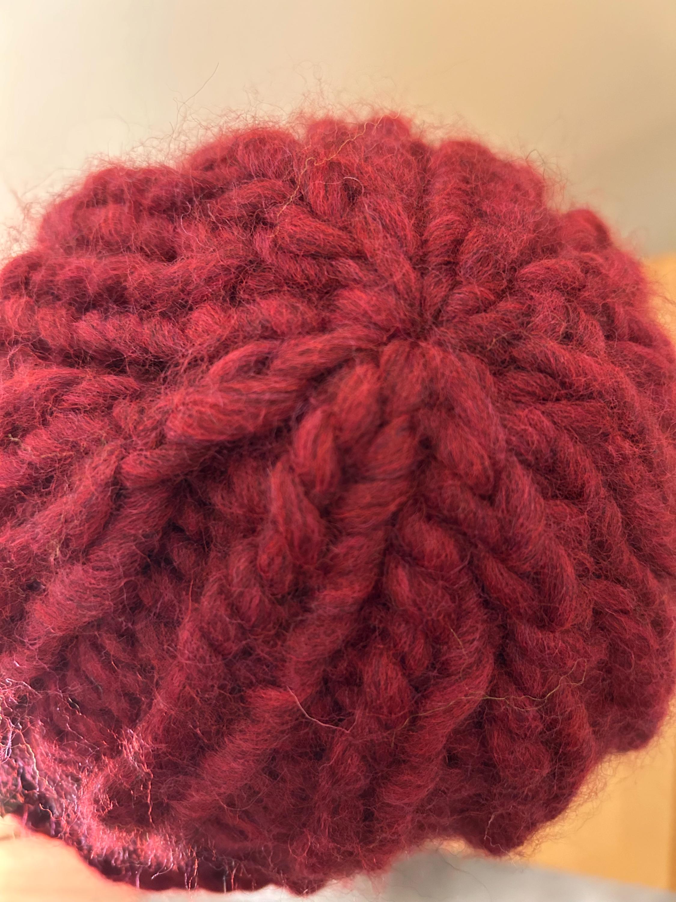 Hand Knit Merino Wool Toque: Chunky Fuchsia Fisherman Beanie, soft cozy fold up brim toque