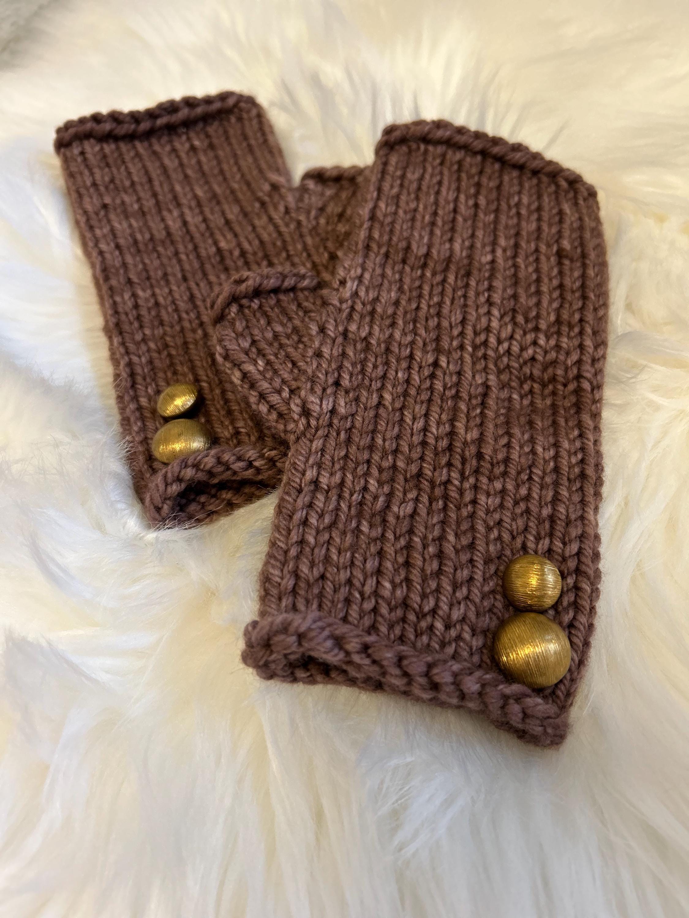 Handknit Merino Wool Fingerless Mittens: Warm Handmade Gloves