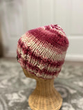 Hand Knit Merino Wool Beanie: Pink Textured Toque, valentines gift