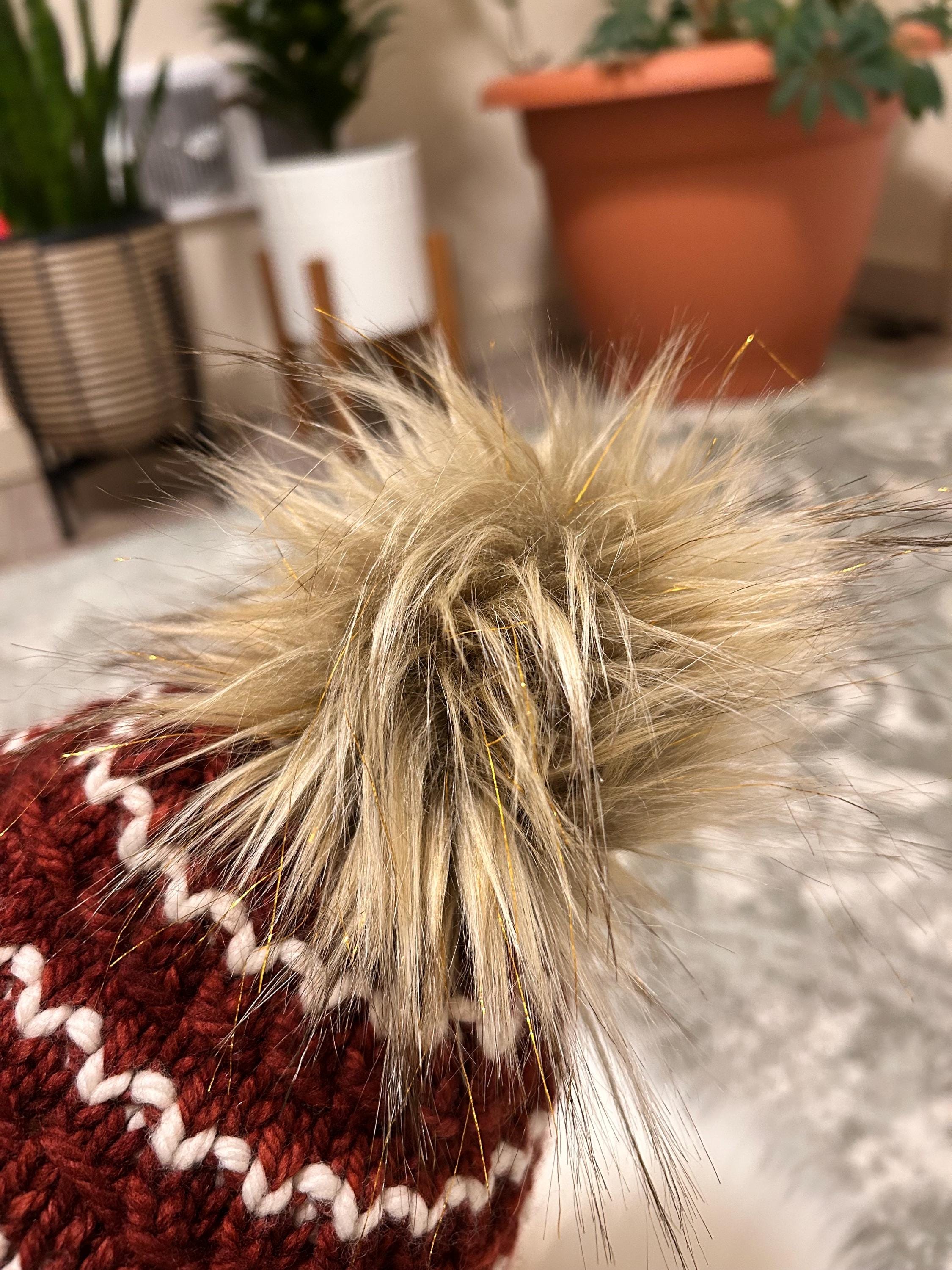 Hand Knit Merino Wool Beanie: Brown Ribbed Pom Pom toque