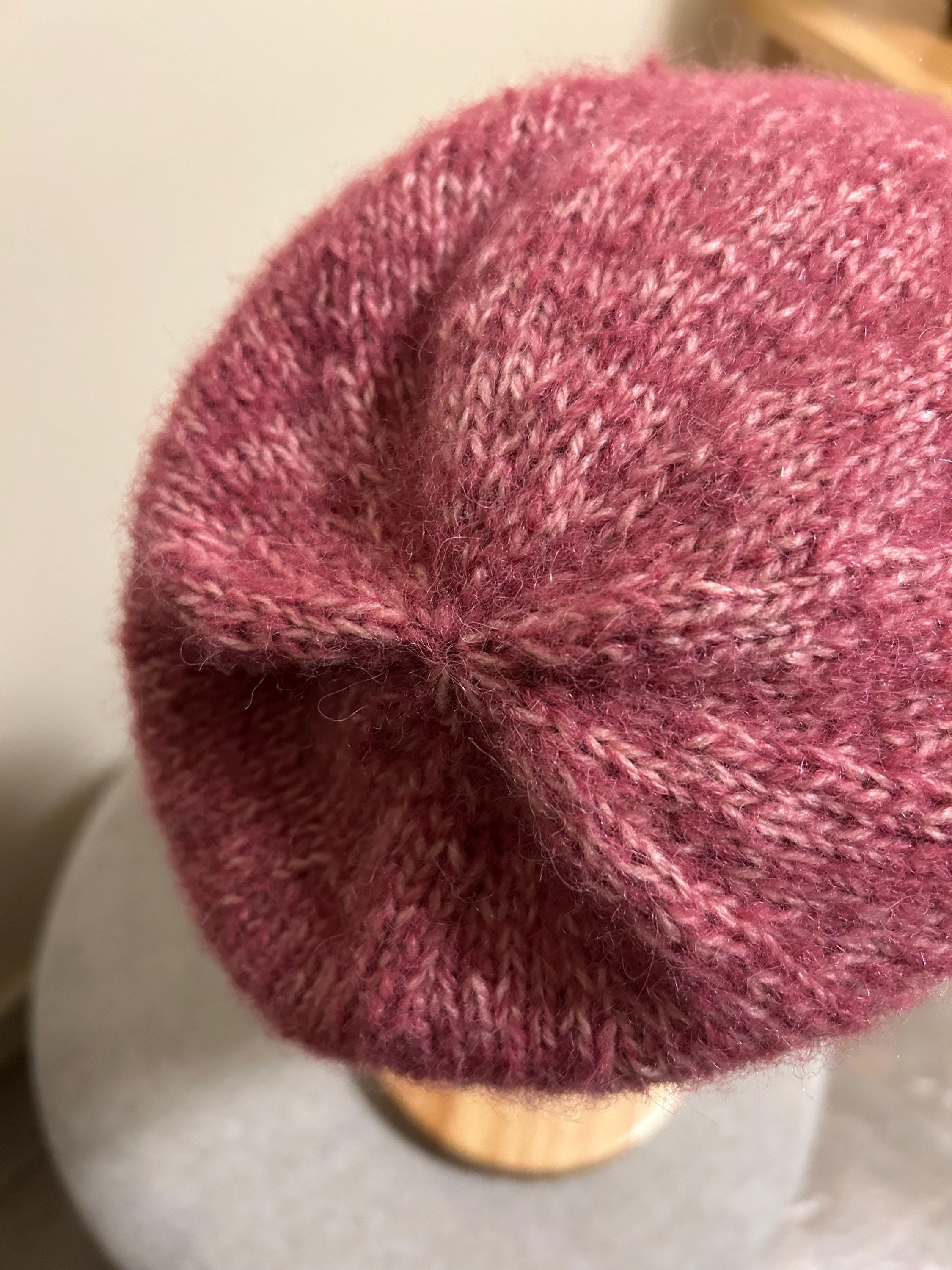 Pink Hand Knit Alpaca Mohair Slouchy Beanie