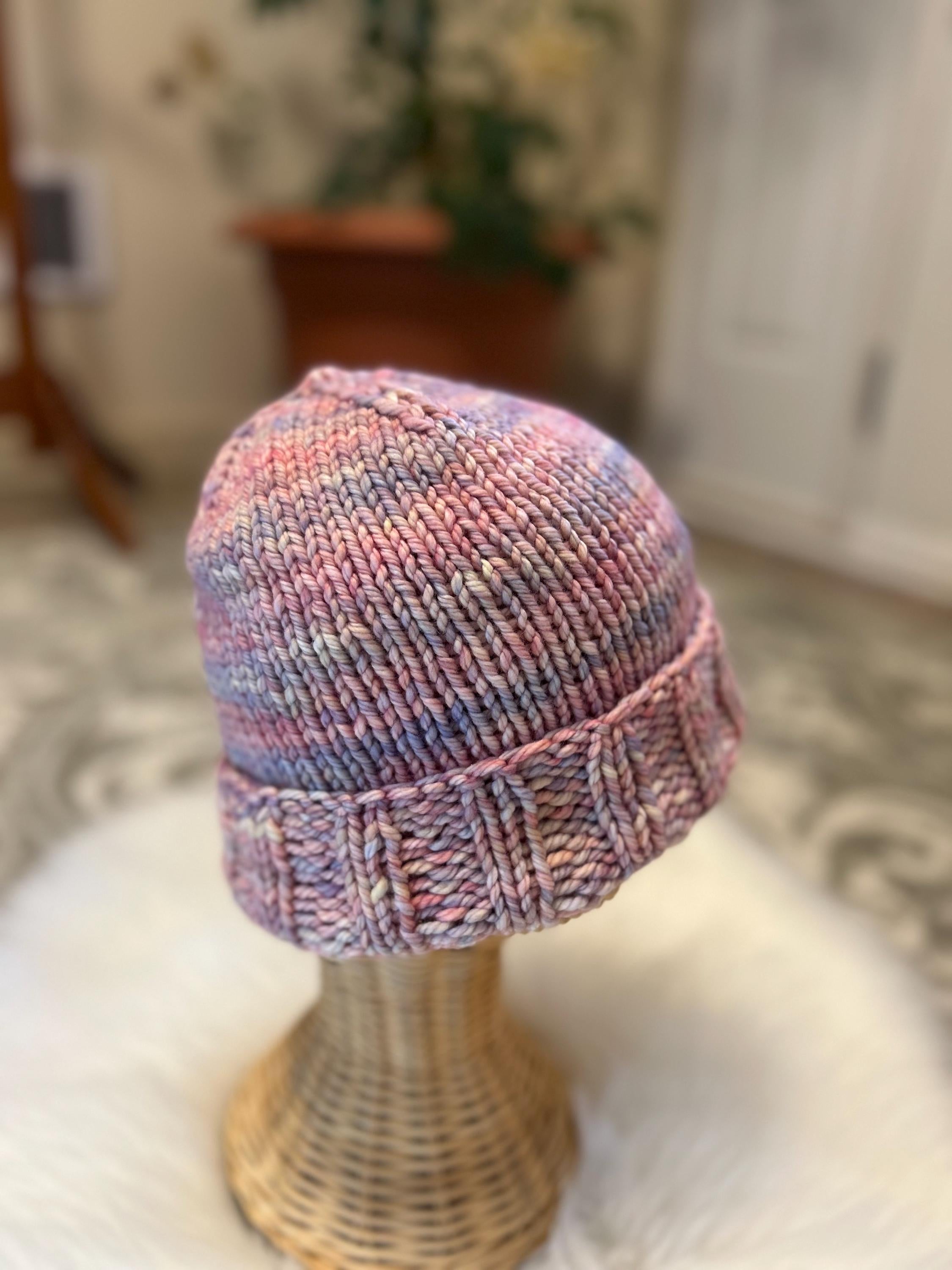 Hand Knit Merino Wool Winter Beanie - Folded Brim, valentines gift