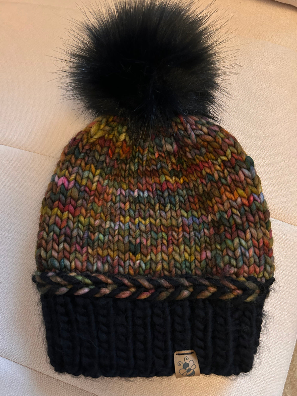 Hand knit chunky wool toque