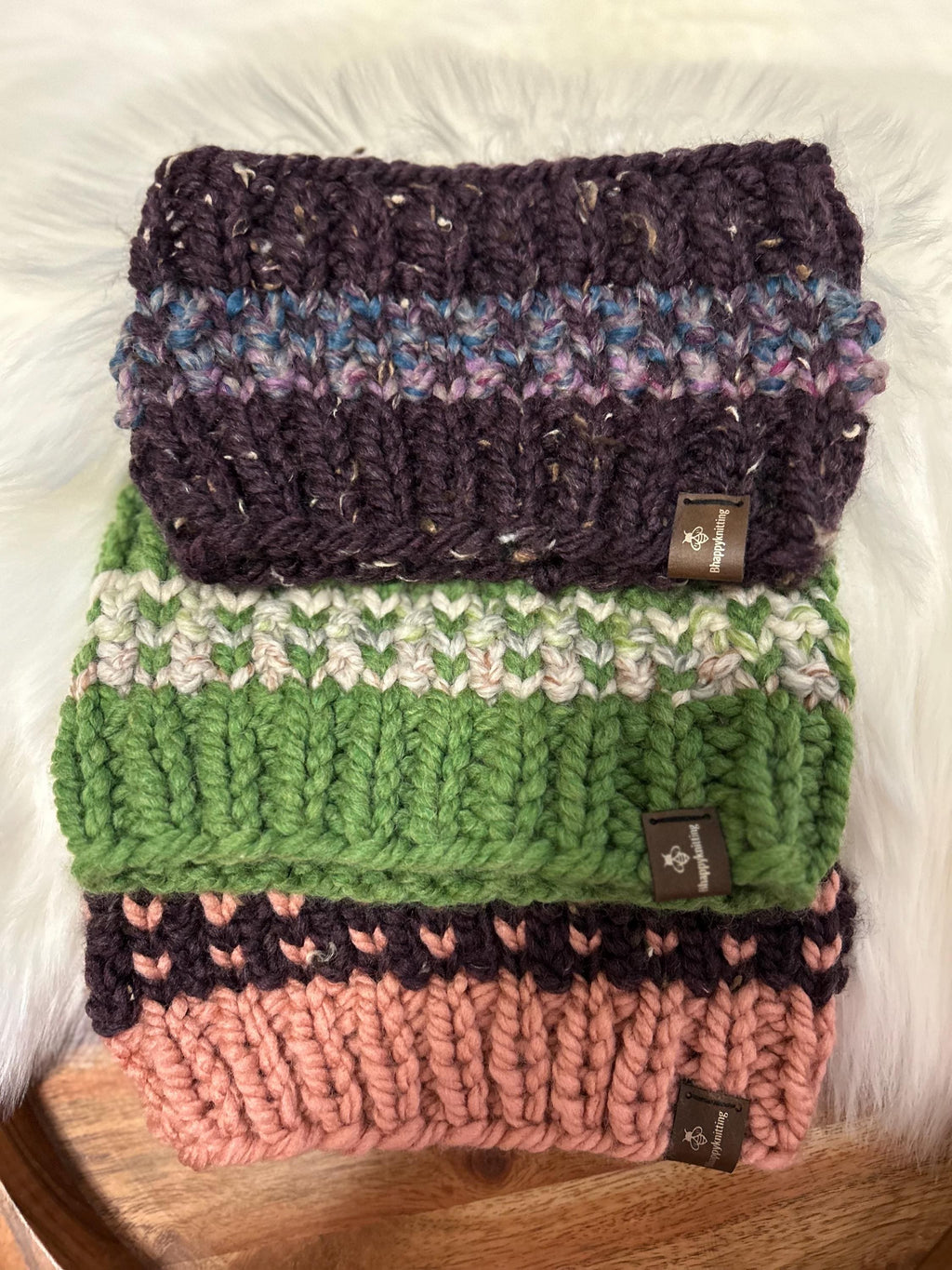 Chunky Knit Ear Warmer Headband: Wool Blend, Messy Bun Knitwear