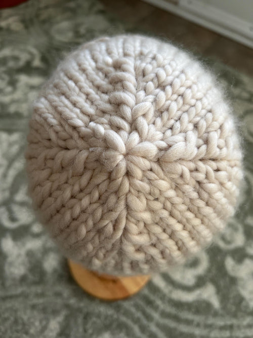 Hand Knit Merino Chunky Wool Toque — Off White