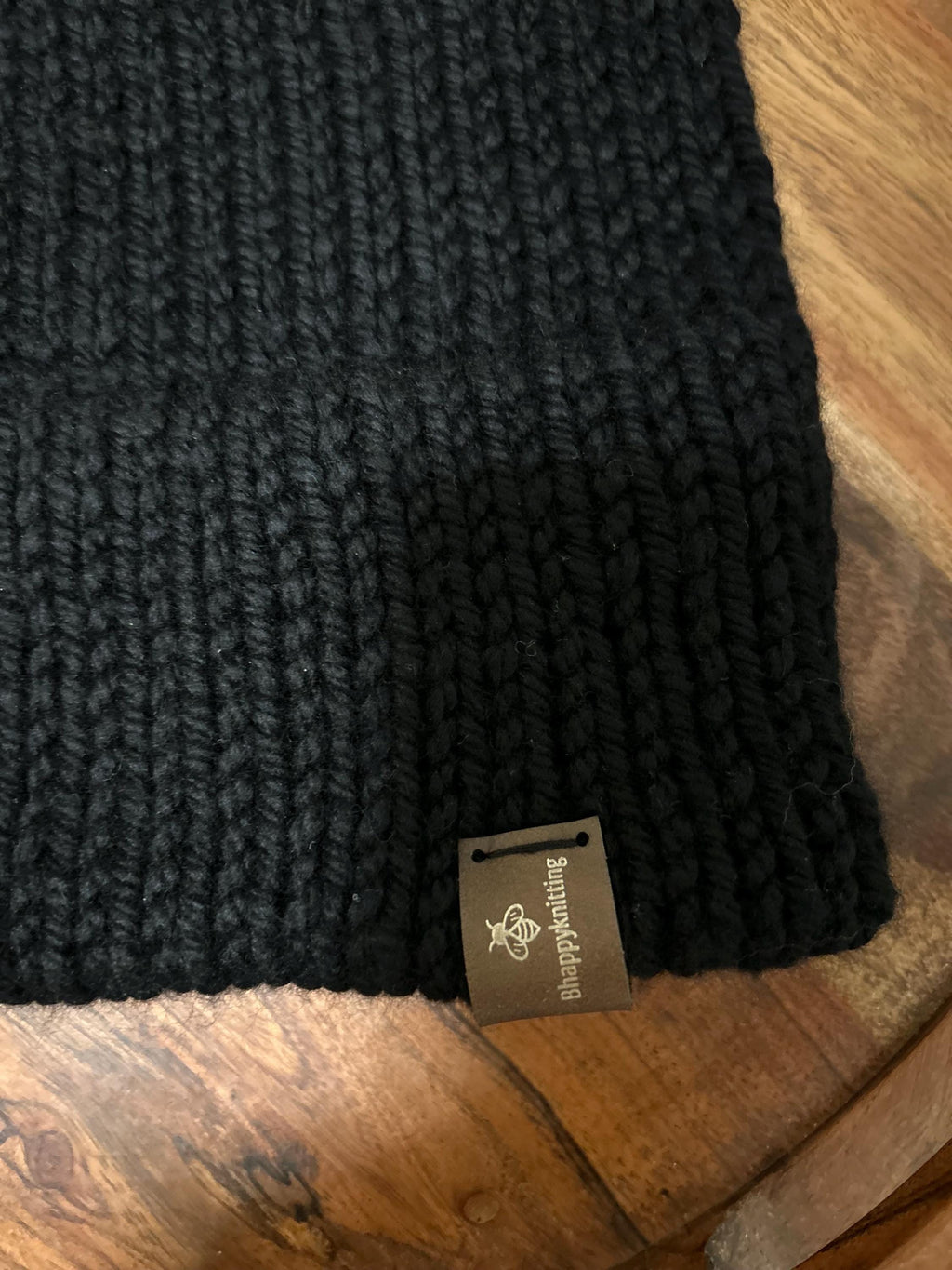 Luxury Black Merino Wool Knit Beanie: Double Brim, Unisex