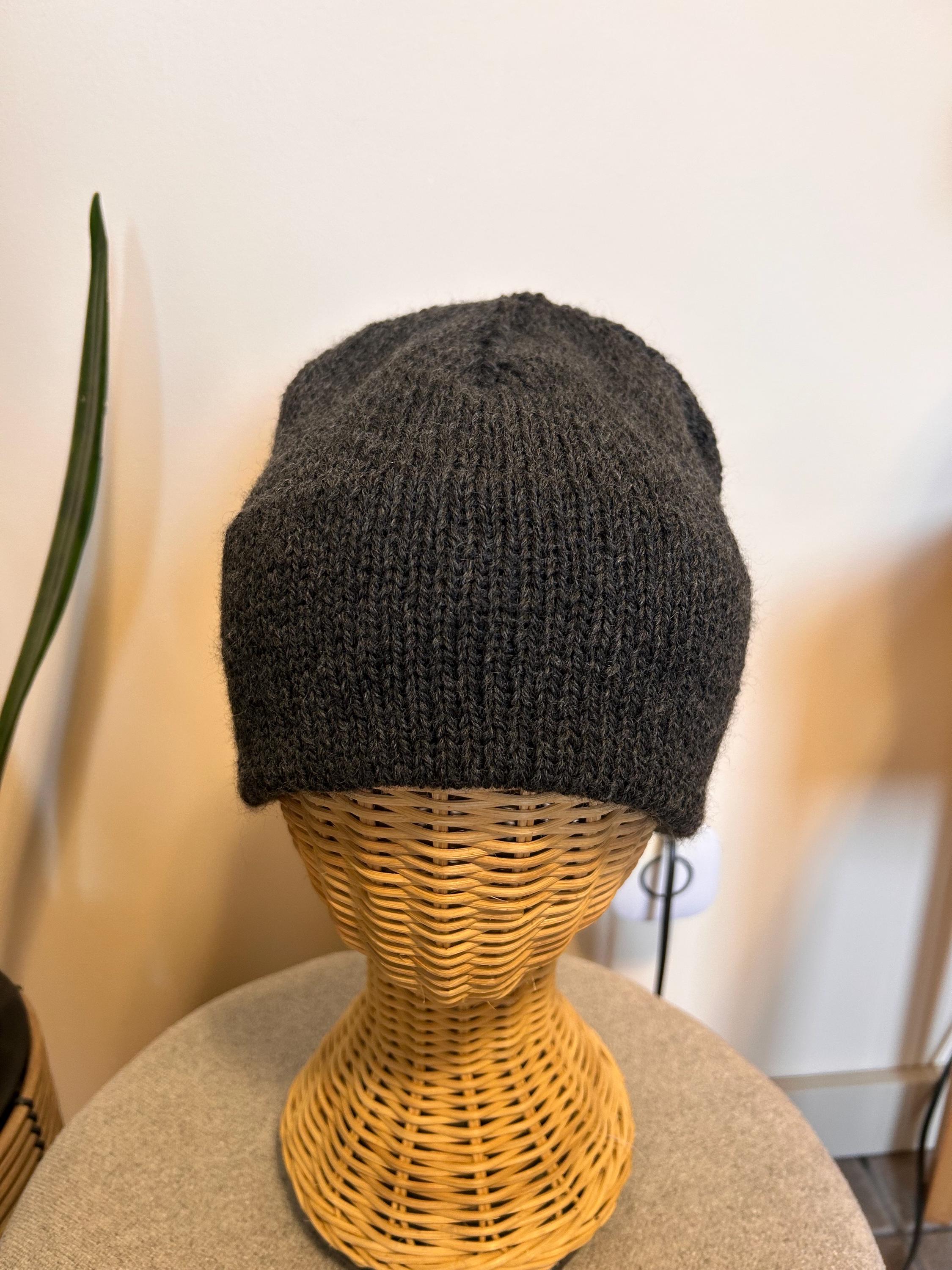 Hand Knit Tweed Wool Beanie: Double Brim Highland Wool Toque
