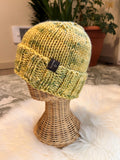 Hand Knit Merino Wool toque: Yellow Speckled Winter Hat