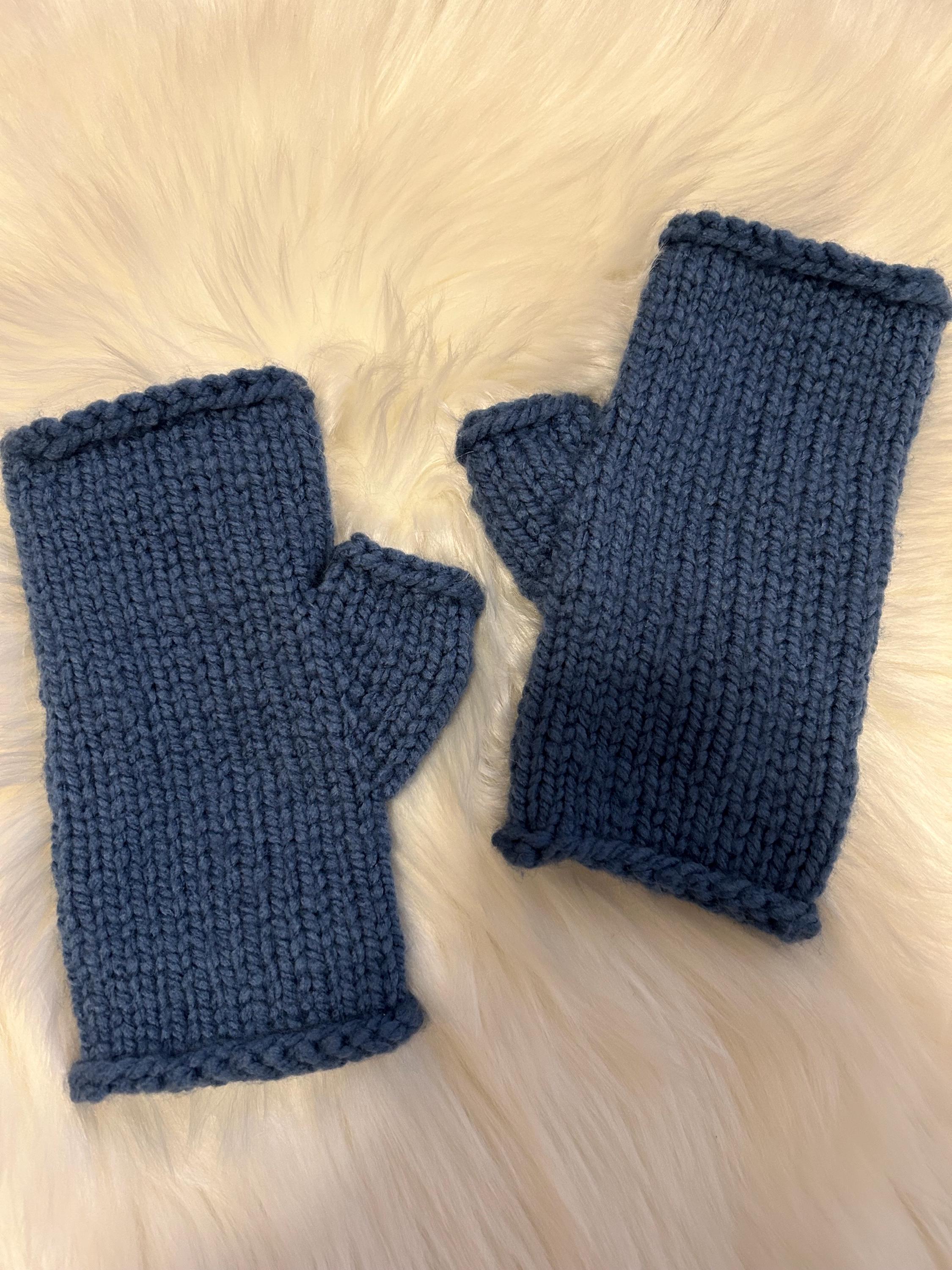 Handknit acrylic Fingerless Mittens: Warm Handmade Gloves
