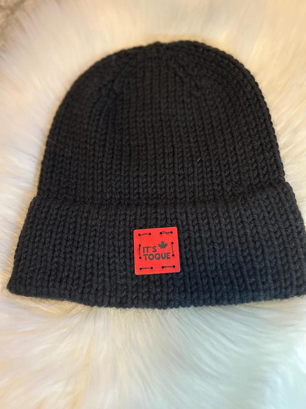 Luxury Black Merino Wool Knit Beanie: Double Brim, Unisex