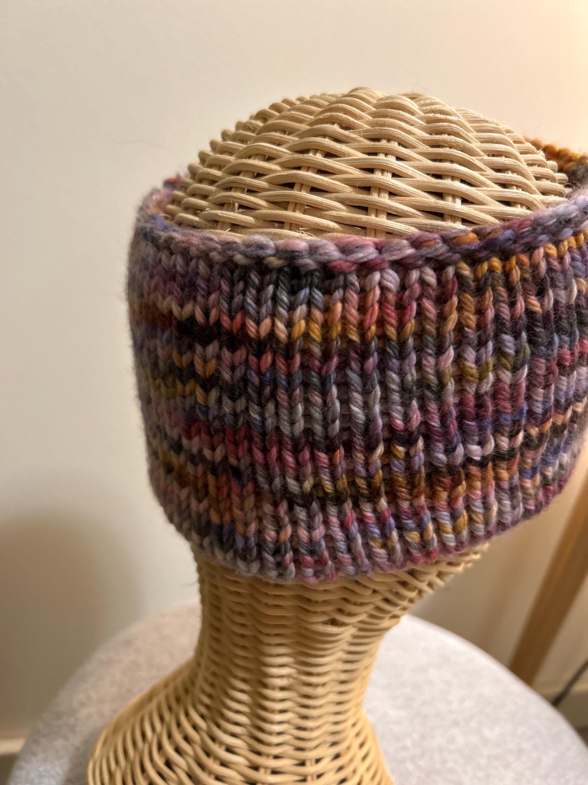 Merino Wool Headband: soft multi coloured Knit Adult Earwarmer, double layer