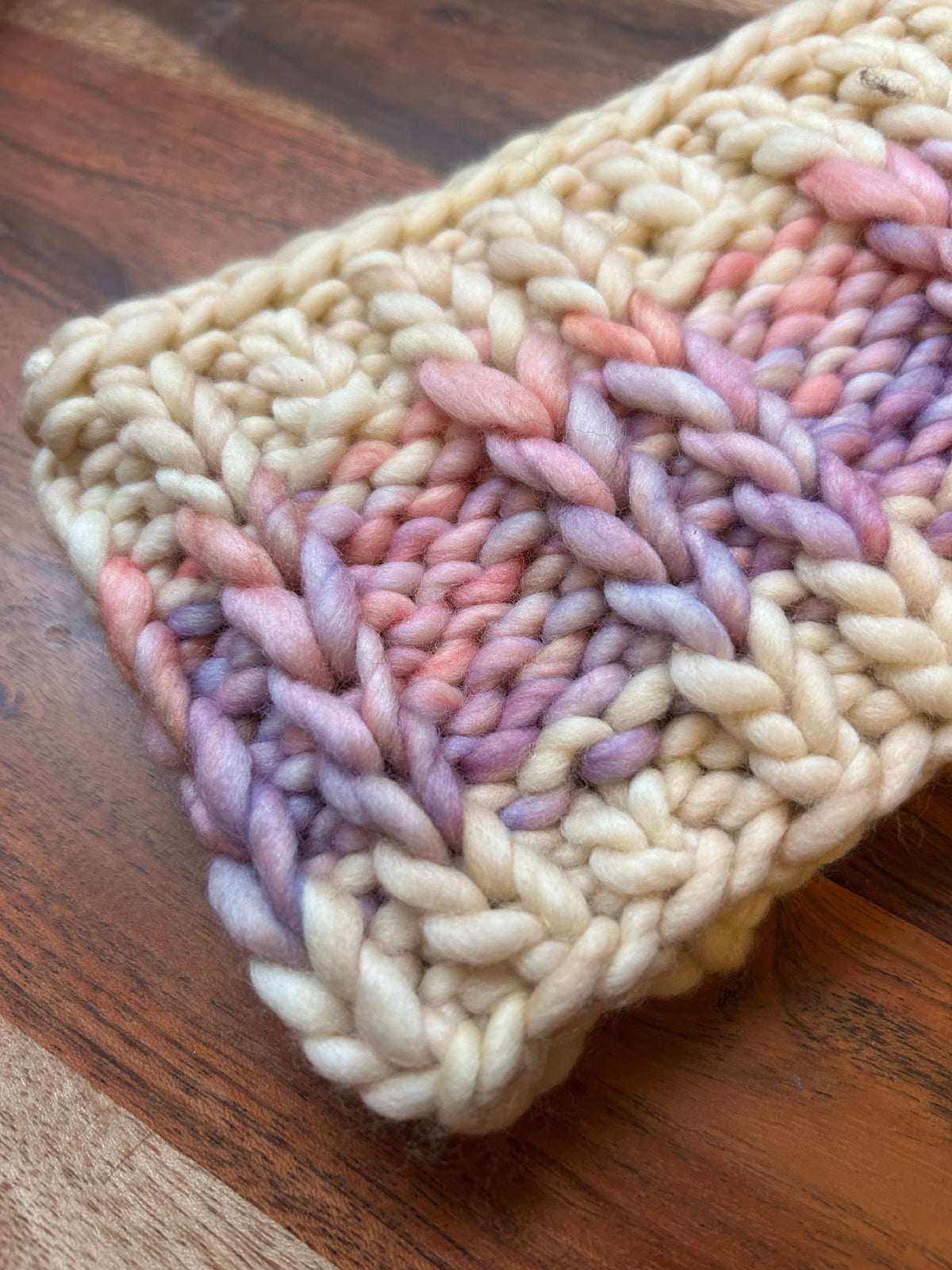 Handmade Knit Wool Ear Warmer Headband – blue tones Headband