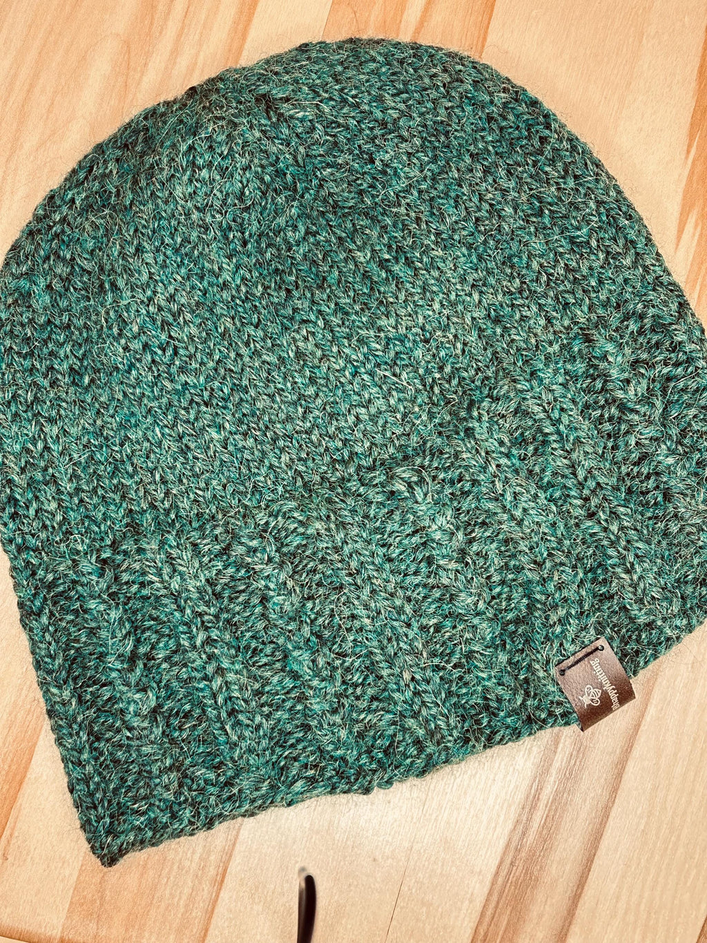 Hand Knit Wool Beanie: Forest Green Textured Toque
