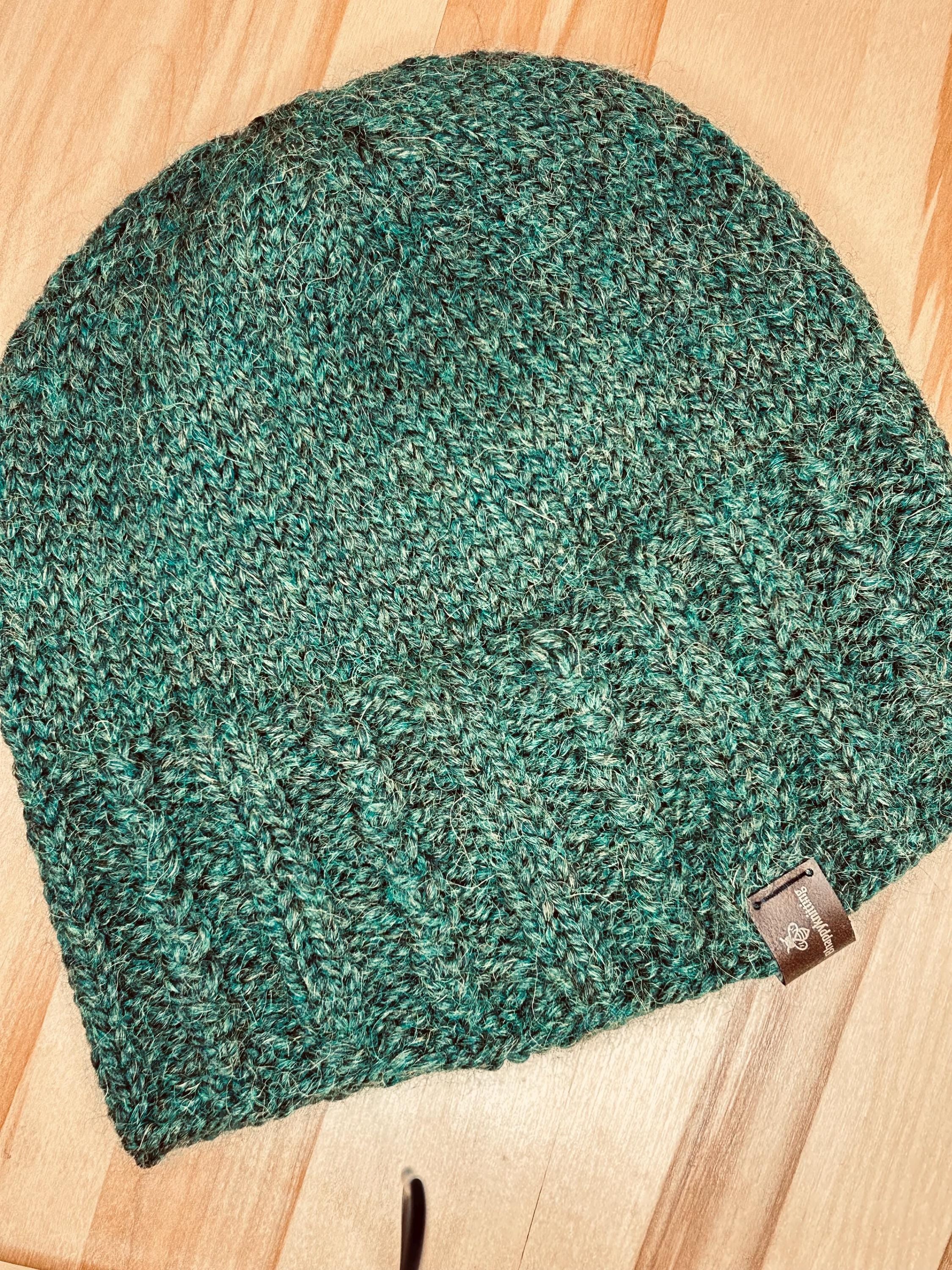 Hand Knit Wool Beanie: Forest Green Textured Toque