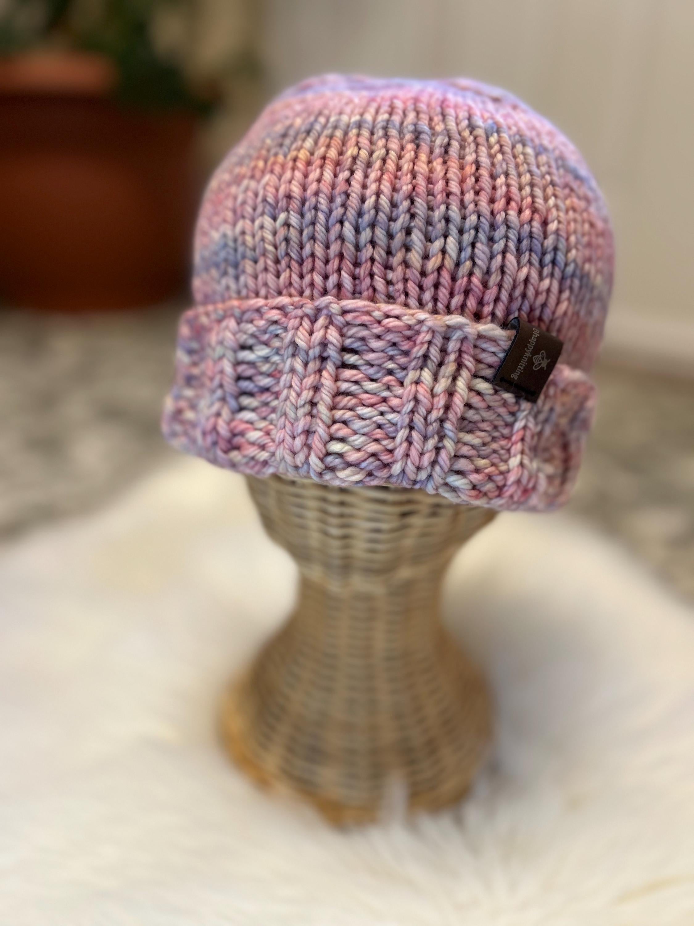Hand Knit Merino Wool Winter Beanie - Folded Brim, valentines gift