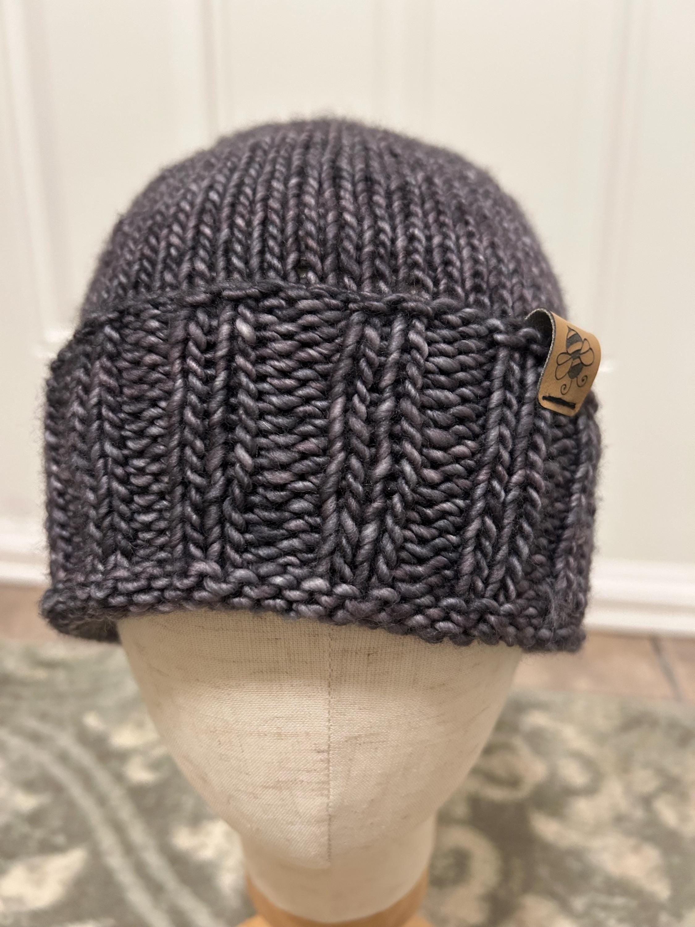 Hand Knit Merino Wool Winter Beanie - Folded Brim
