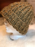 Hand Knit Merino Wool bulky knit Beanie, Brown Sugar Chunky Hat toque