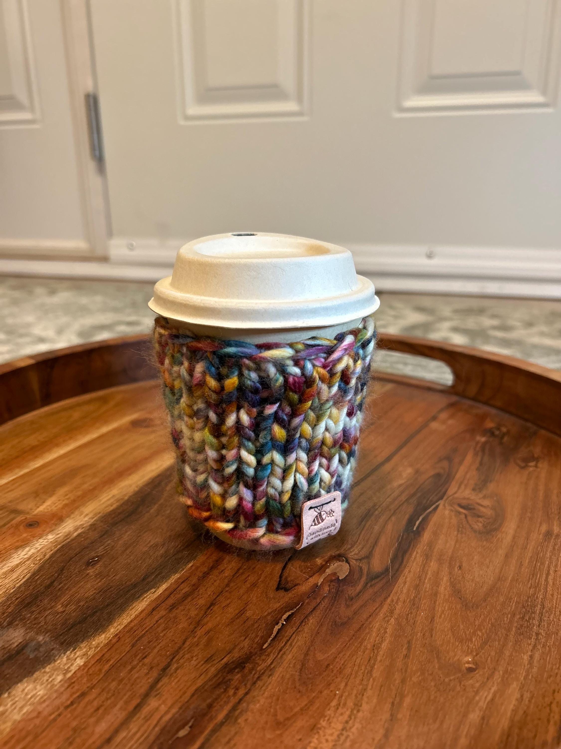 Reusable hot Cup Cozy, wool Coffee Sleeve, Teacher Gift, valentines gift, eco friendly