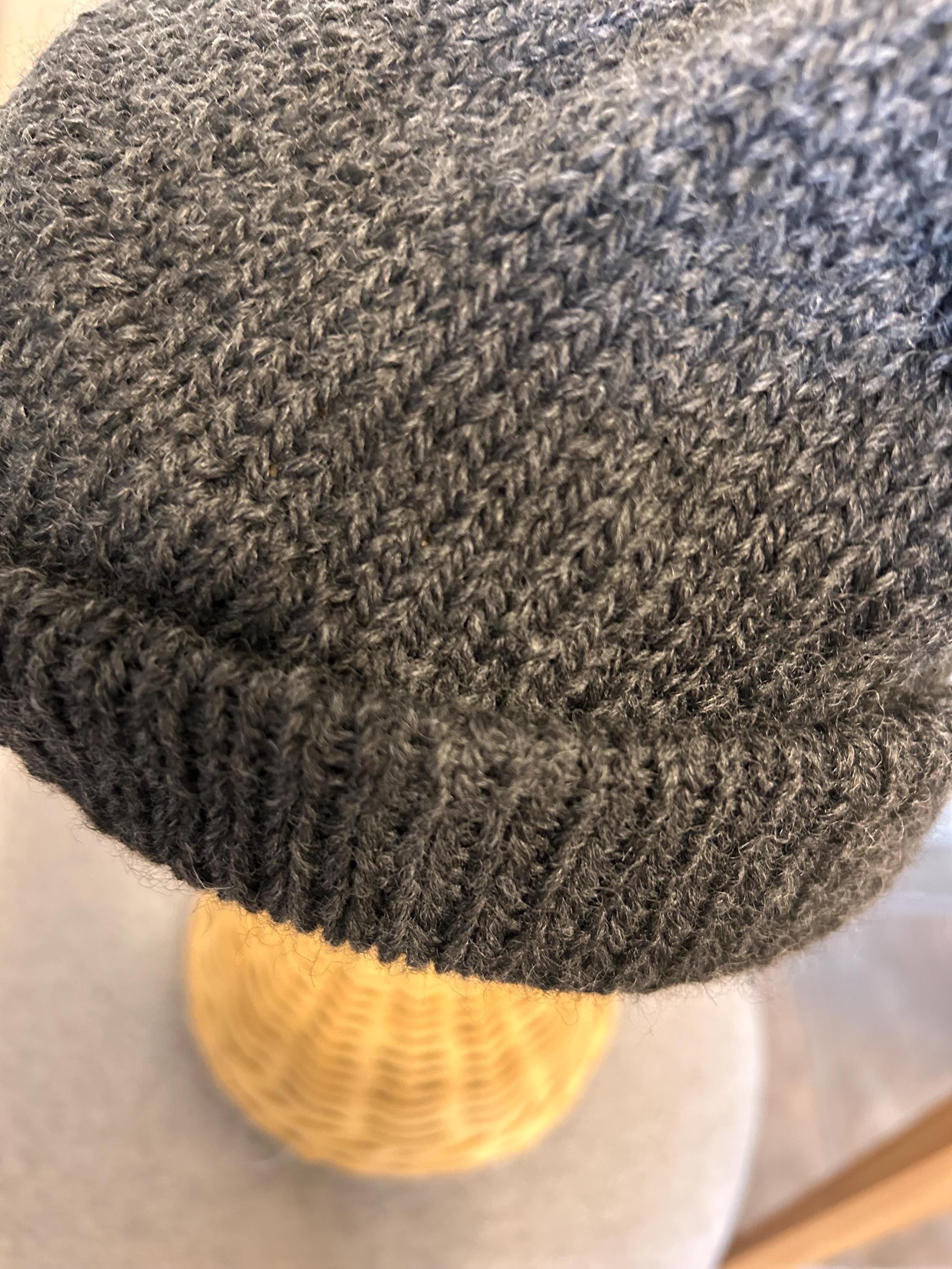 Hand Knit Tweed Wool Beanie: Double Brim Highland Wool Toque
