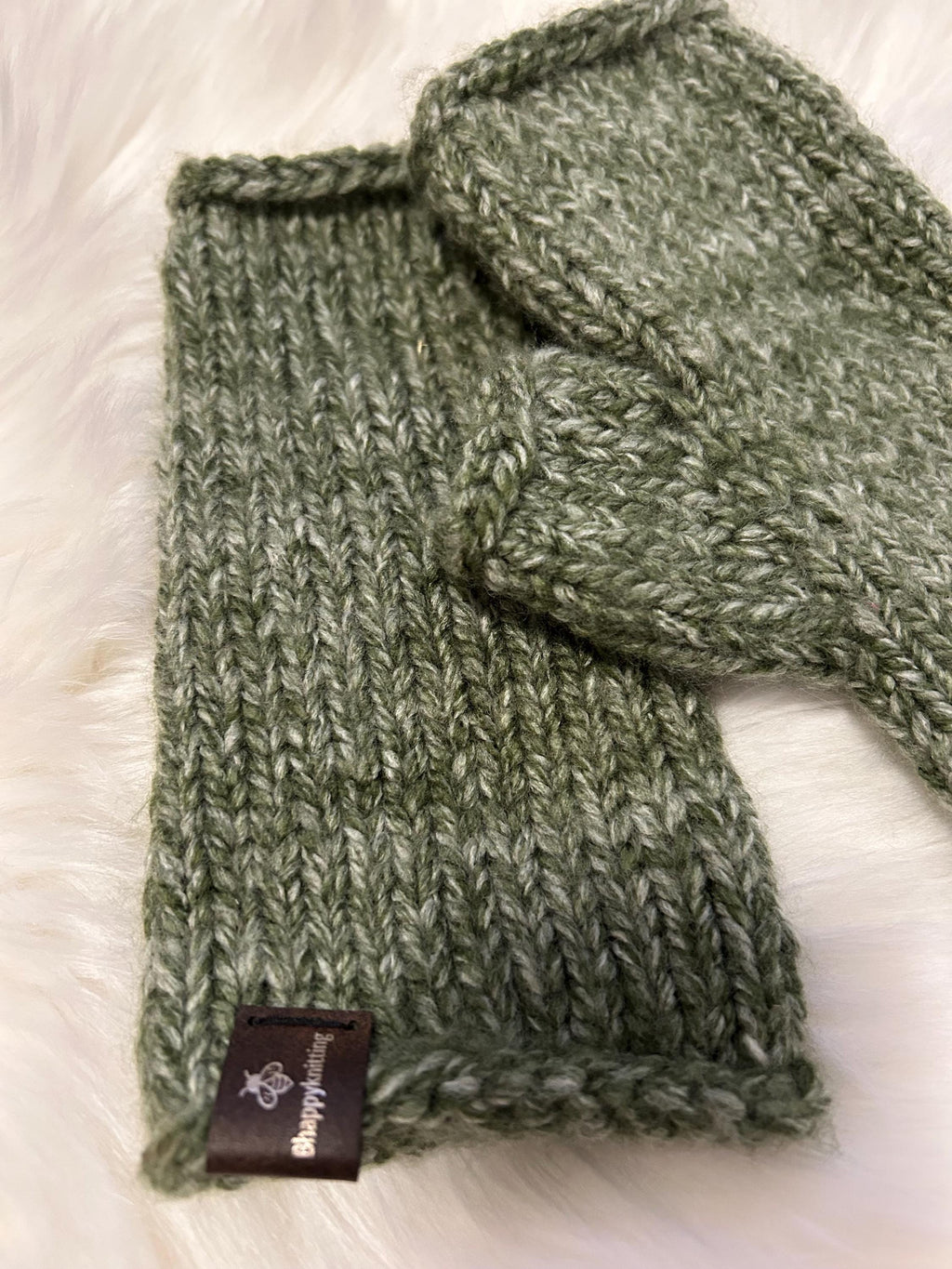 Handknit acrylic Fingerless Mittens: Warm Handmade Gloves