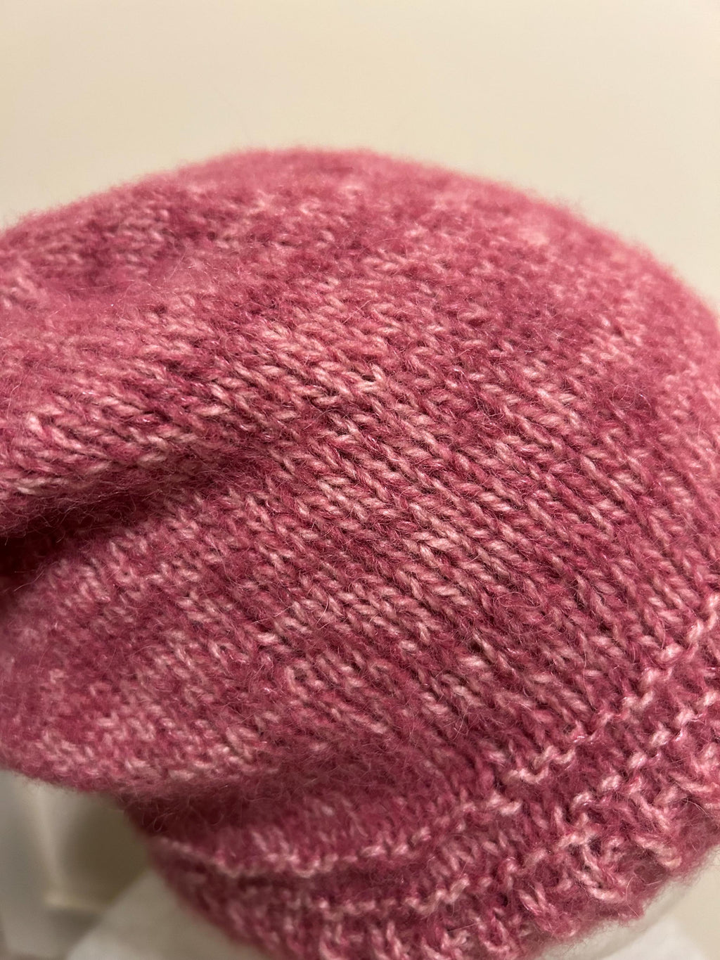 Pink Hand Knit Alpaca Mohair Slouchy Beanie