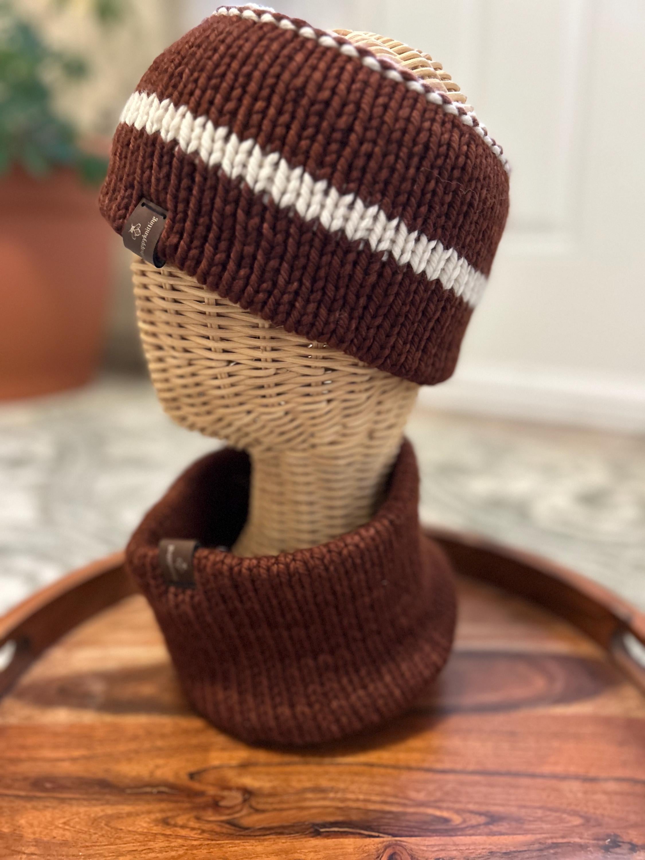 Hand knit merino wool headband - Double duty design