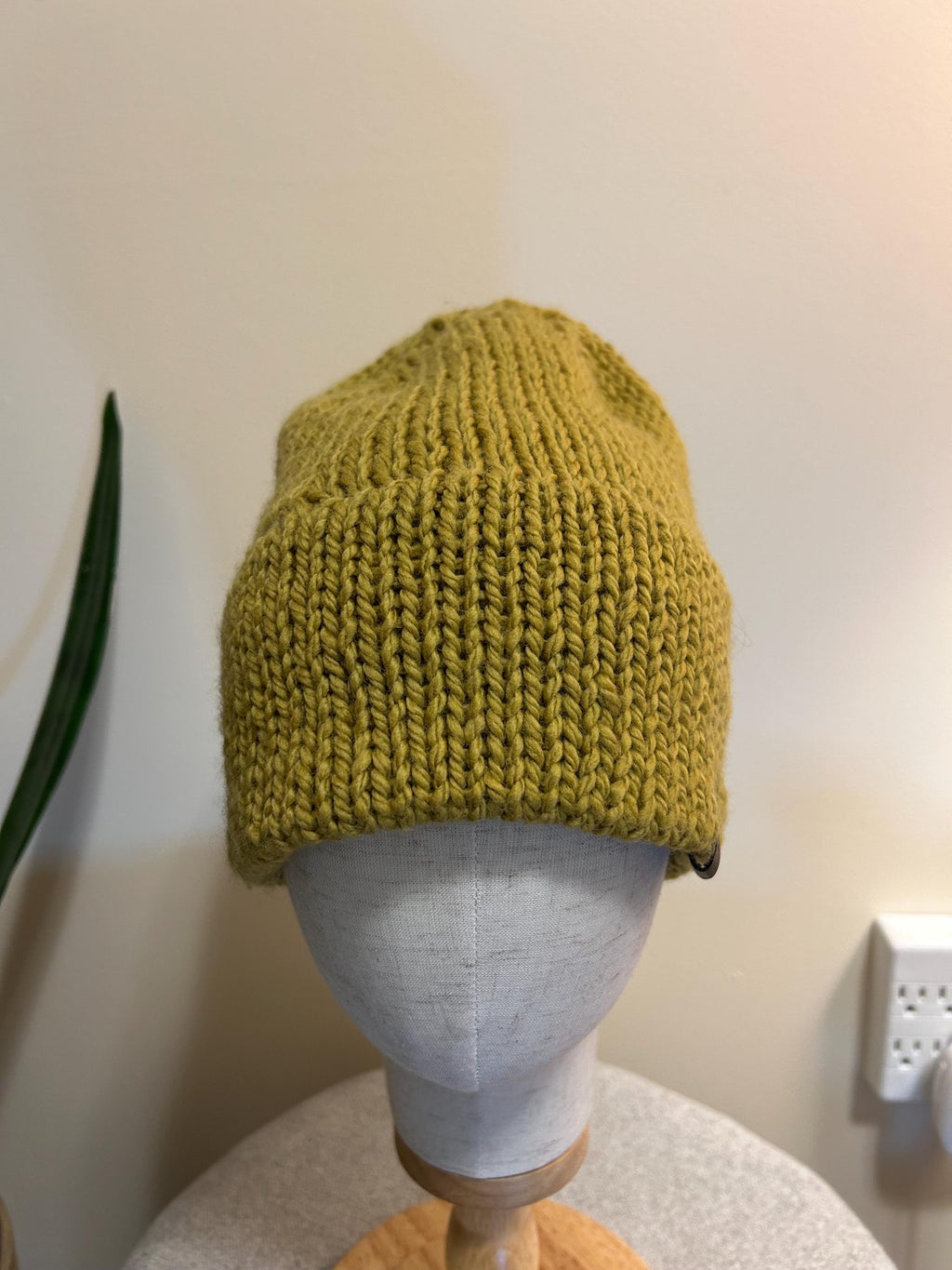 Hand Knit Merino Wool Beanie: Double Brim high top hat for men or women, soft cozy warm winter toque, soft yellow colour toque,  gift