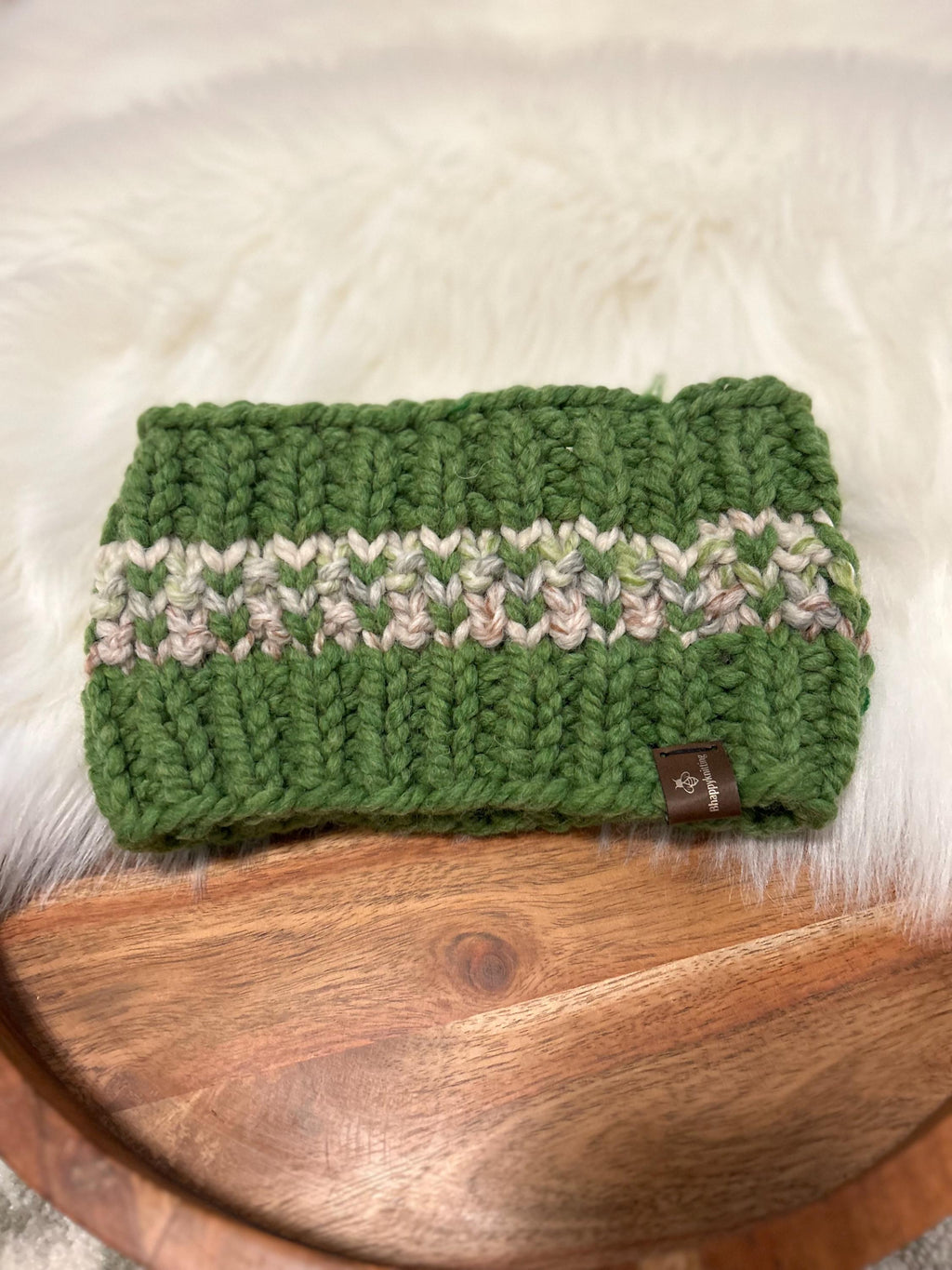 Chunky Knit Ear Warmer Headband: Wool Blend, Messy Bun Knitwear