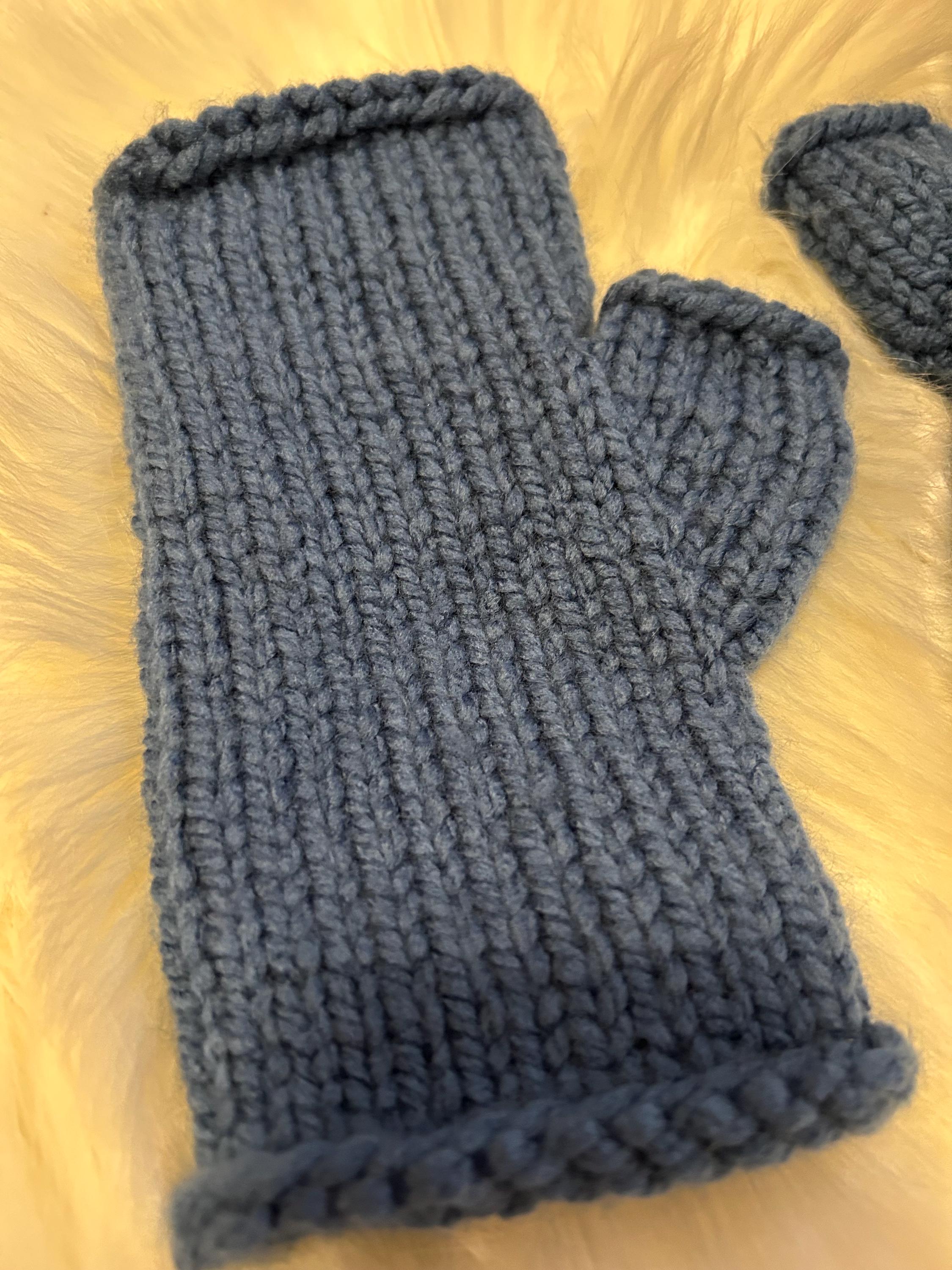Handknit acrylic Fingerless Mittens: Warm Handmade Gloves