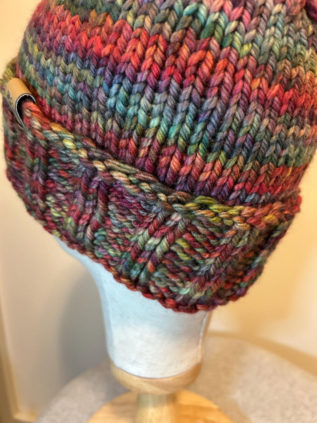 Hand Knit Merino Wool Winter Beanie - Folded Brim