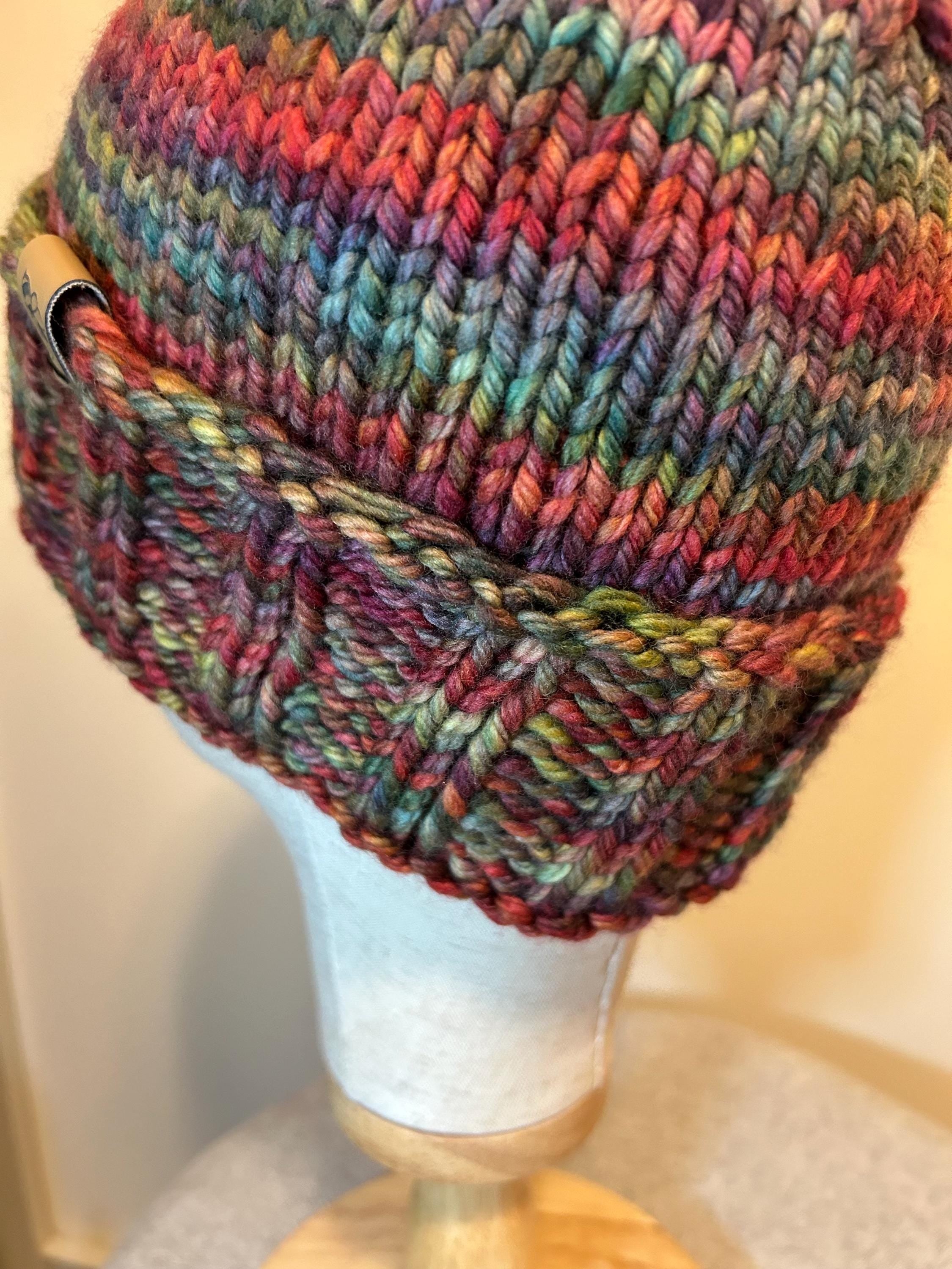 Hand Knit Merino Wool Winter Beanie - Folded Brim