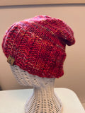 Handknit Merino Slouch Hat | Red Winter Toque