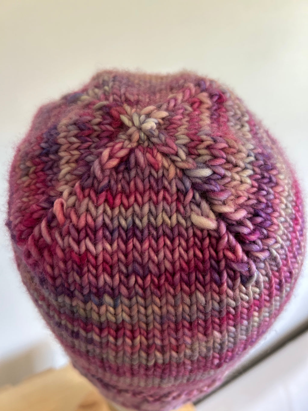 Folded brim wool adult pink beanie