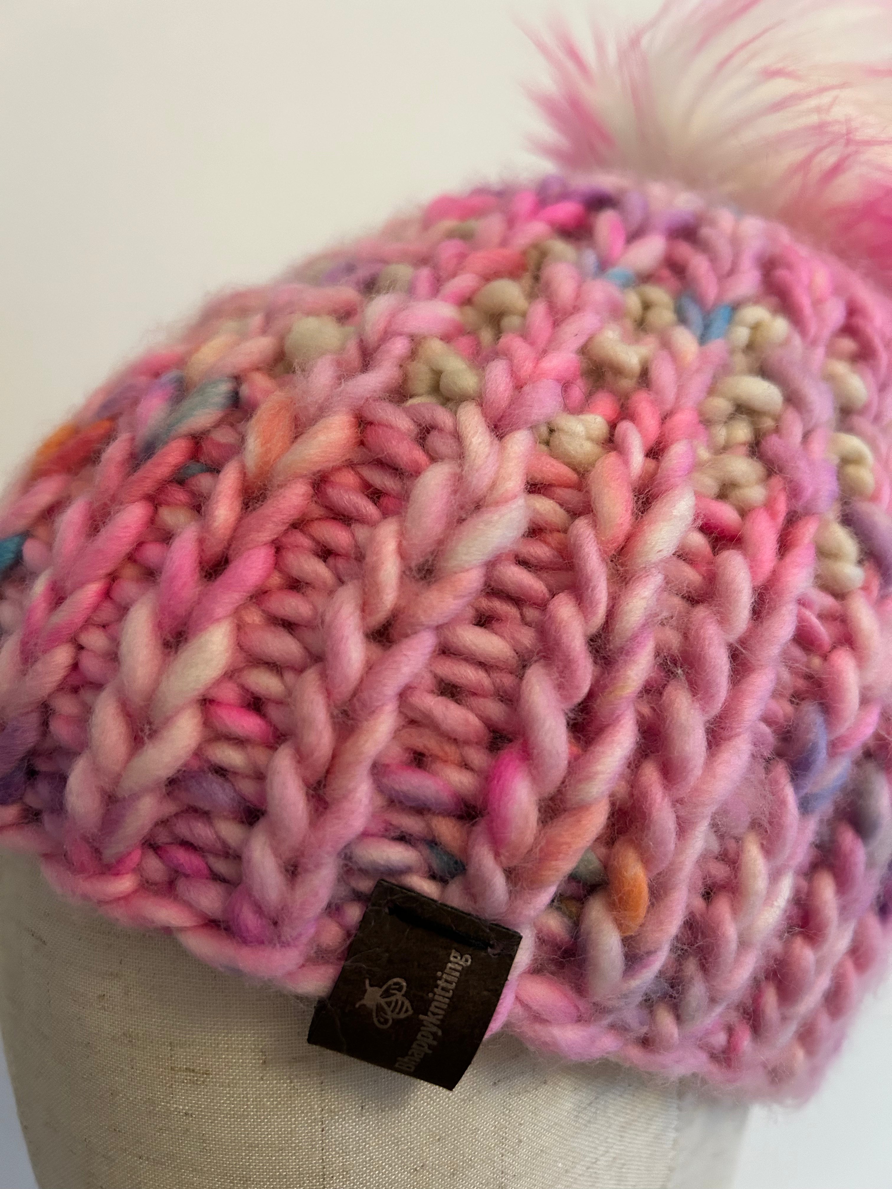Hand knit chunky wool toque