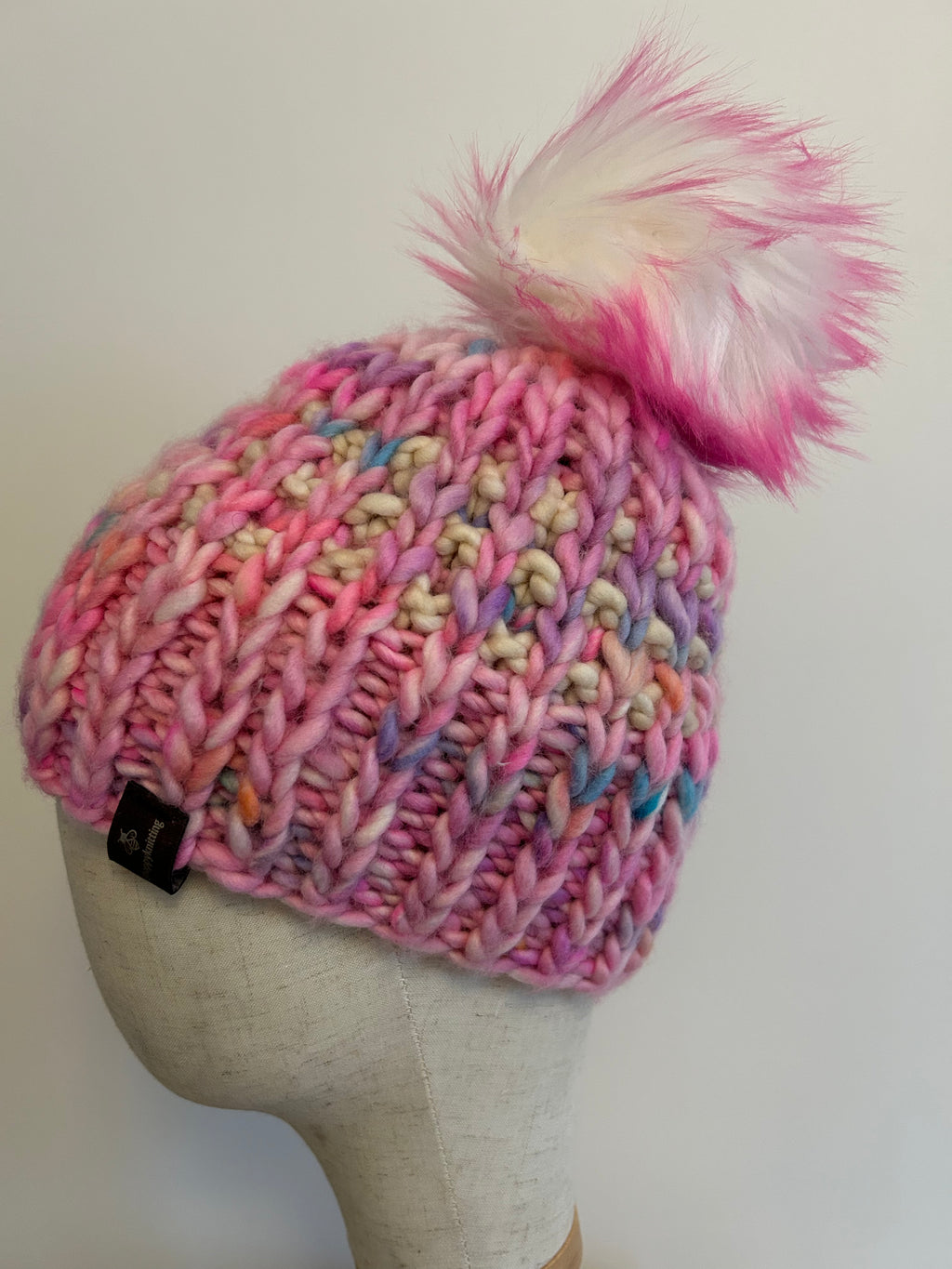 Hand knit chunky wool toque