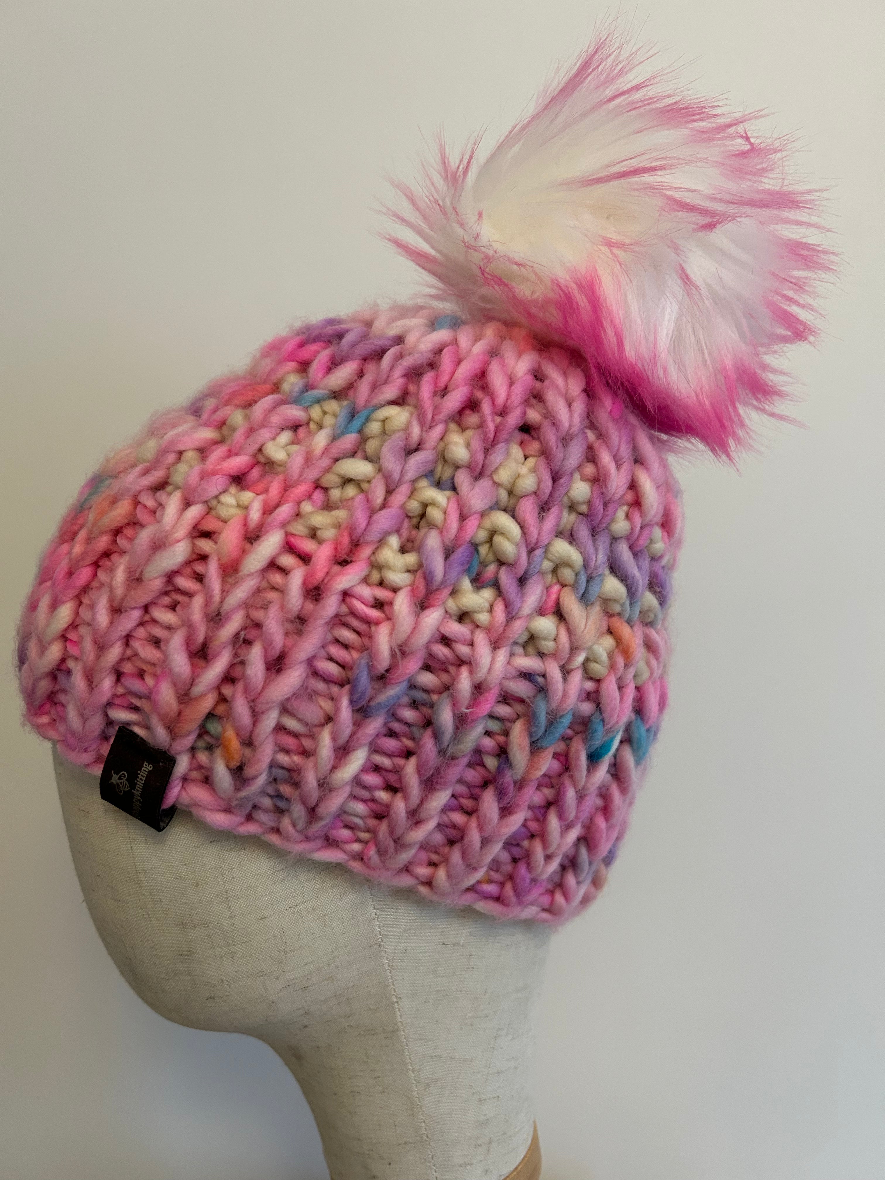 Hand knit chunky wool toque