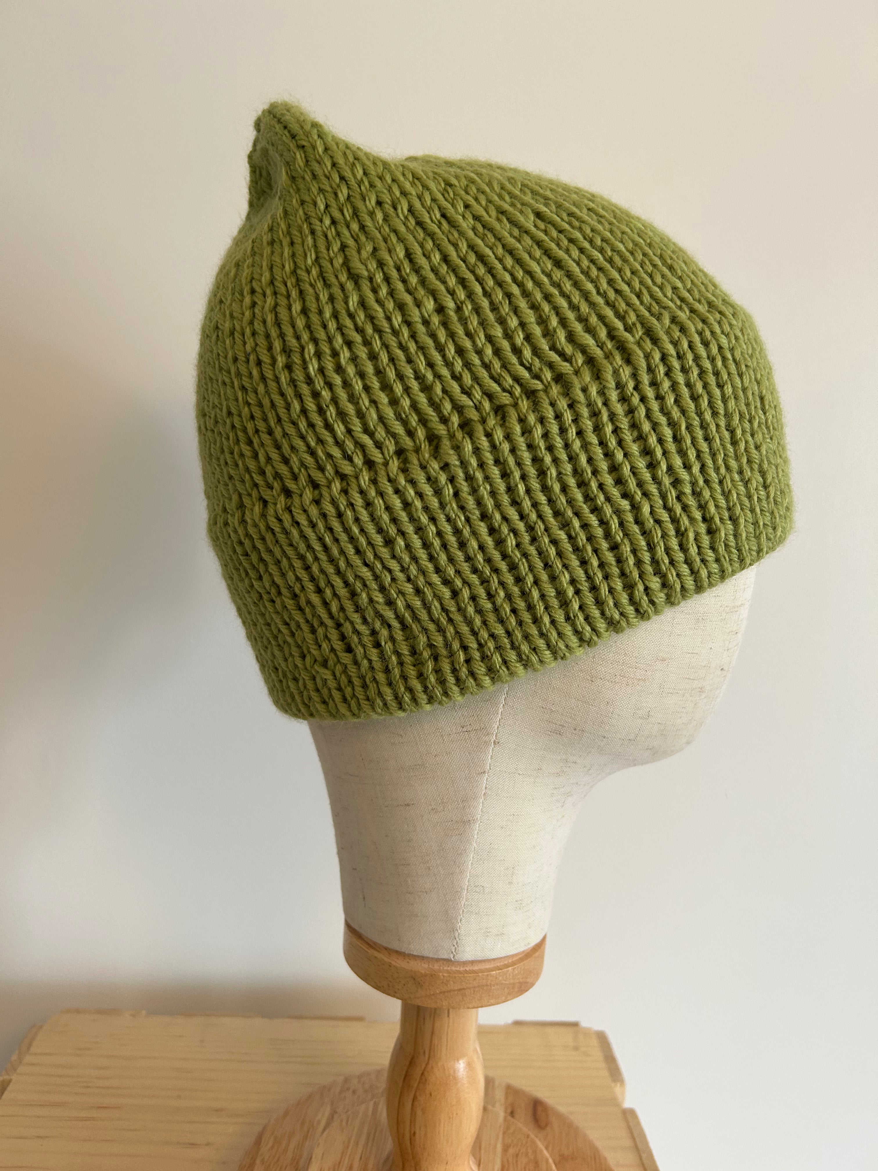 Hand knit double brim beanie