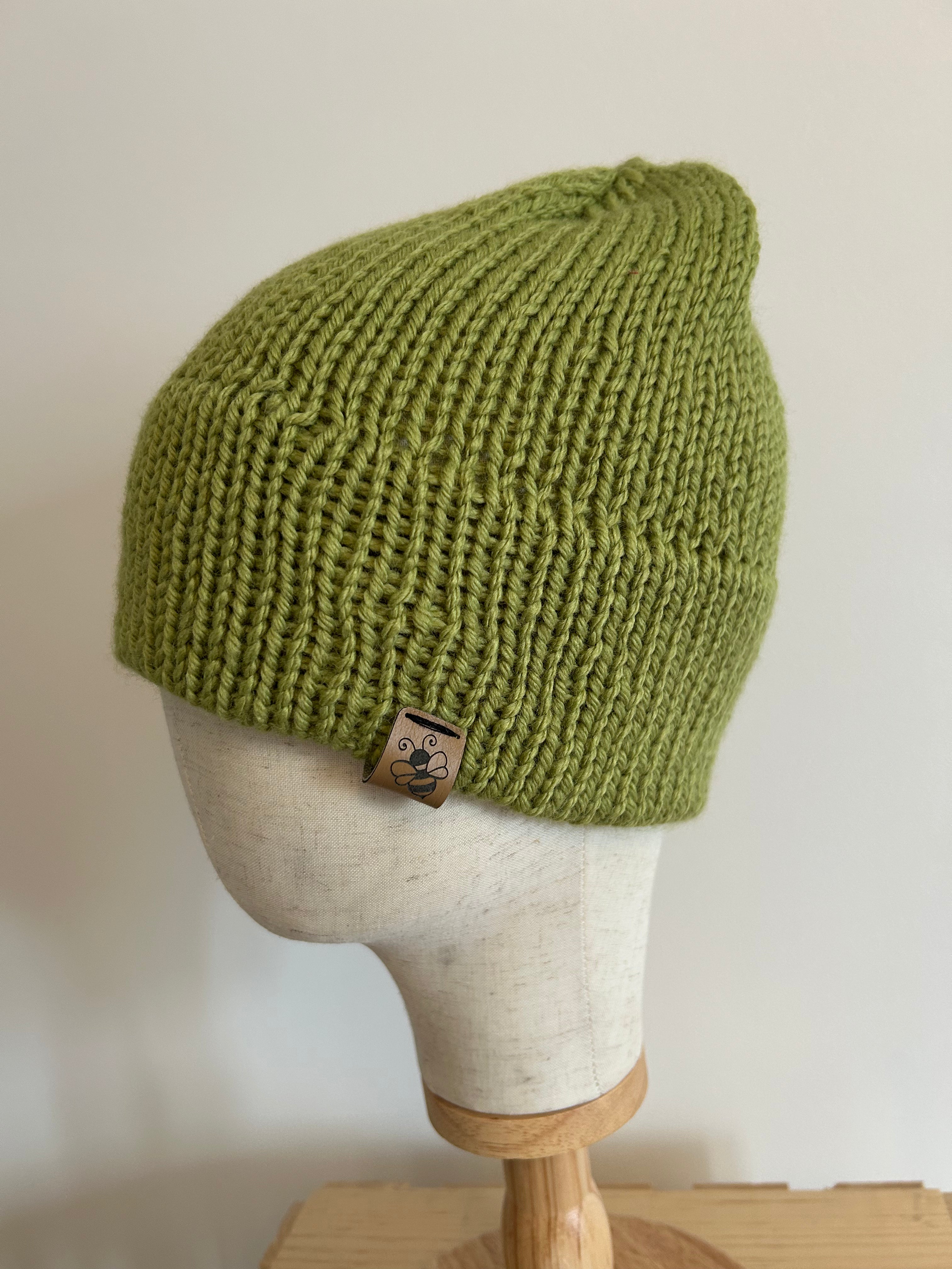 Hand knit double brim beanie