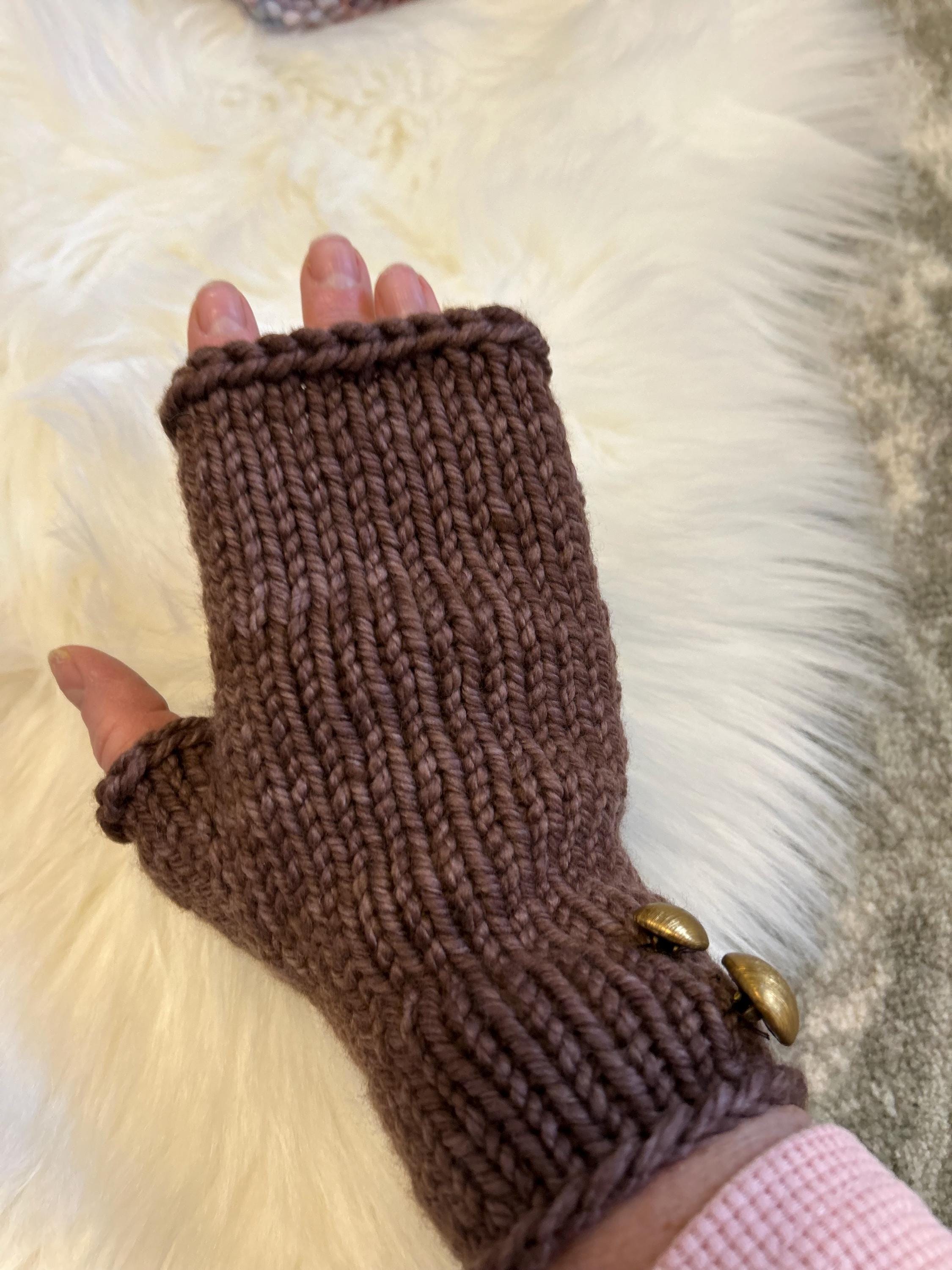 Handknit Merino Wool Fingerless Mittens: Warm Handmade Gloves