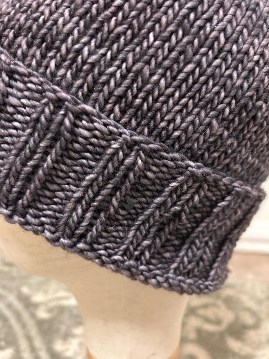 Hand Knit Merino Wool Winter Beanie - Folded Brim