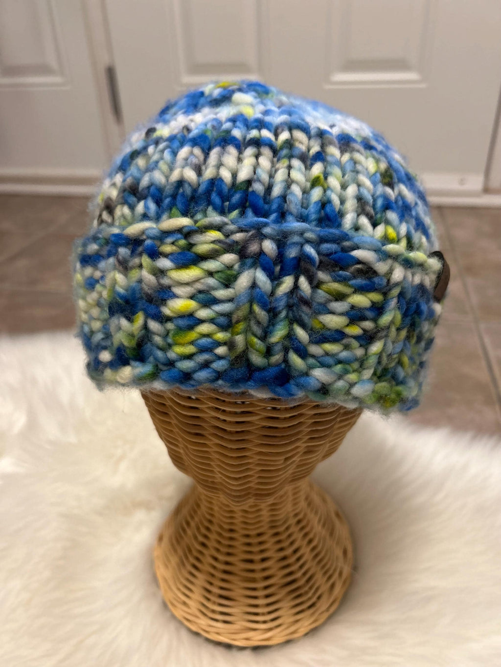 Hand Knit Merino Wool Toque: Chunky Speckled Winter Hat